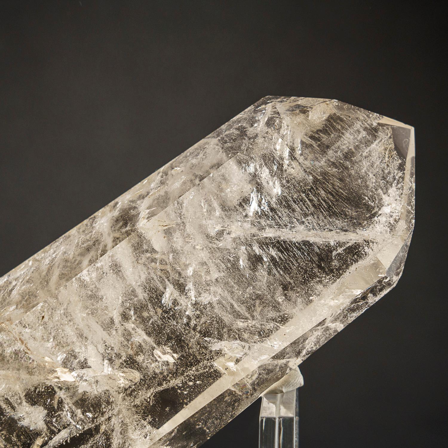 This top-quality Cathedral Smoky Quartz crystal point from Brazil has a museum-worthy appearance, featuring a perfectly-terminated face with exceptional luster and a distinct natural smoky yellow hue. Its clear structure has earned it the name