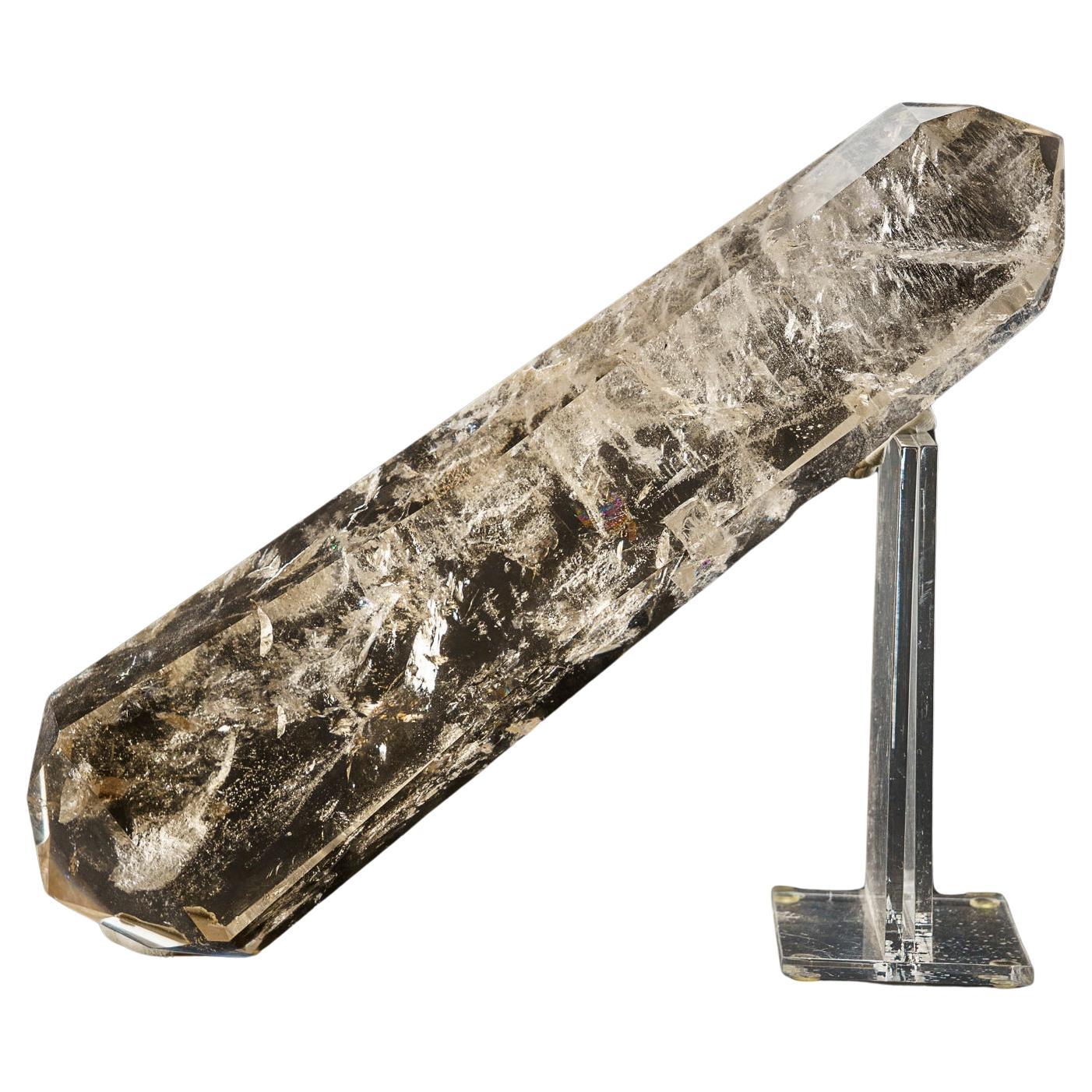 Point authentique en cristal de quartz fumé poli du Brésil (4,5 livres)