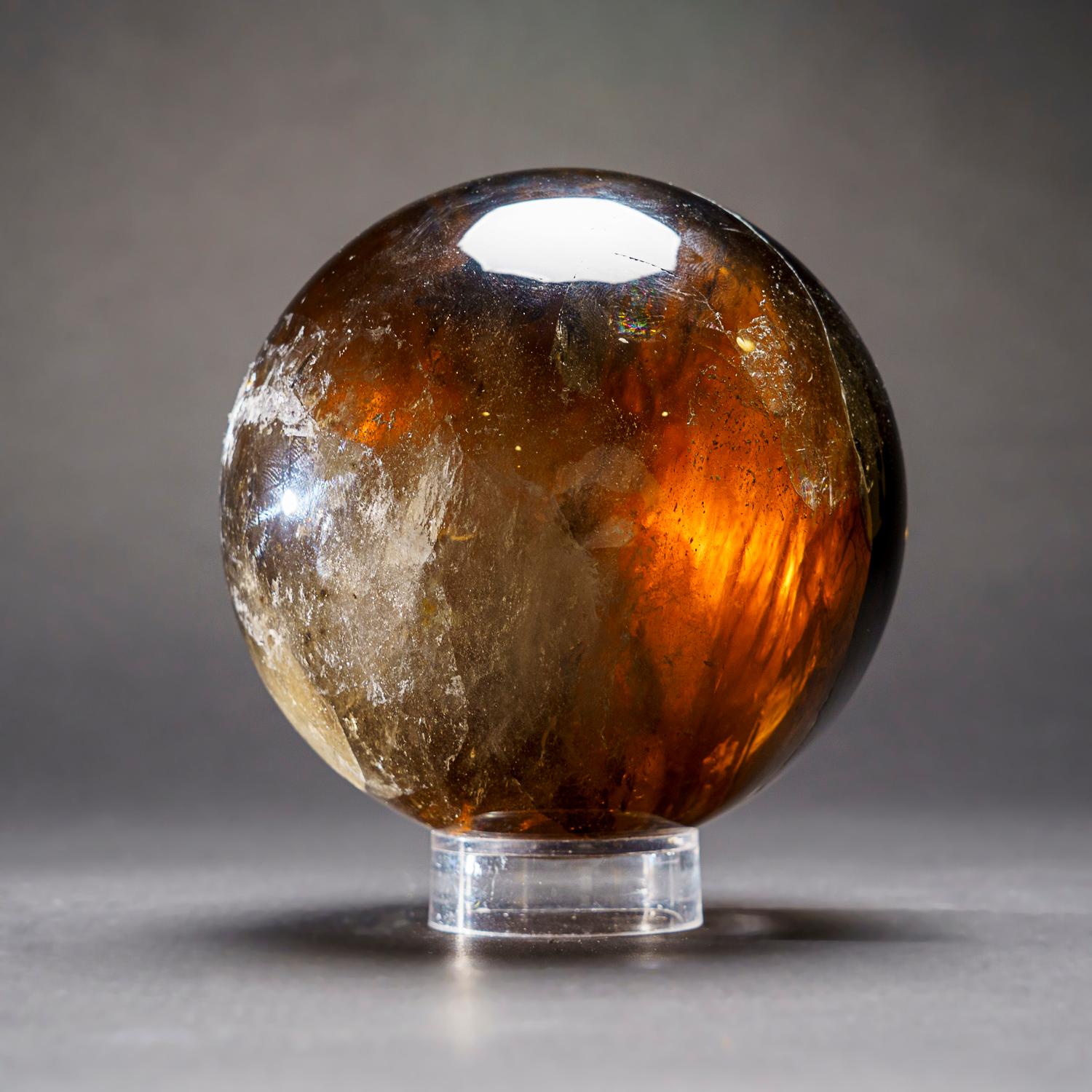 Genuine Polished Smoky Quartz Sphere from Brazil (4 lbs) In New Condition For Sale In New York, NY