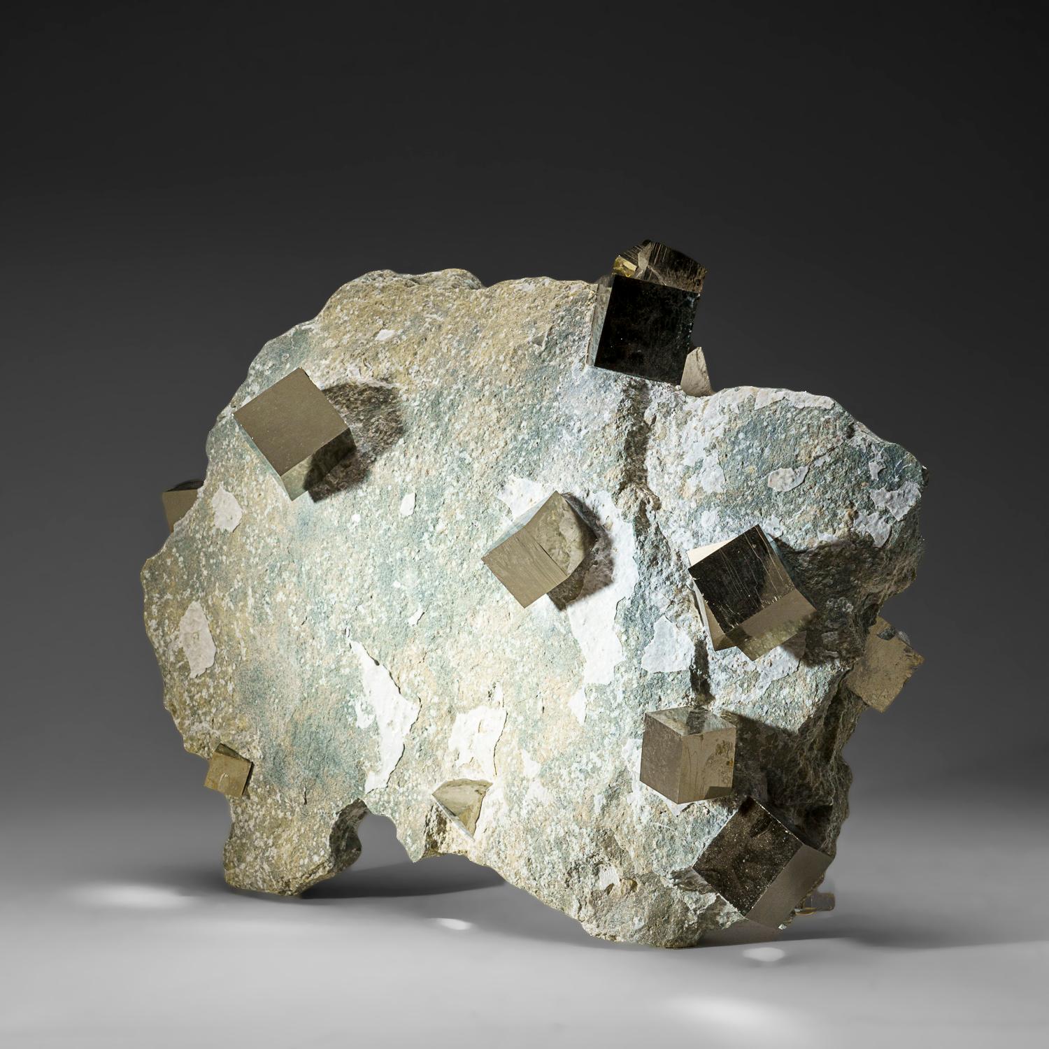 Genuine Pyrite Cubes on Basalt From Navajun, Spain (13 lbs) In Excellent Condition For Sale In New York, NY