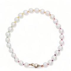 Echte Regenbogen-Akoya-Perlen 14K Gold-Armband