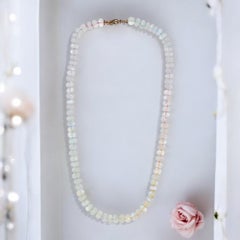Genuine Rainbow Moonstone Yellow Gold Necklace