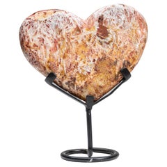 Natural Red Crazy Lace Agate Heart on Metal Stand from Brazil (2.3 lbs)