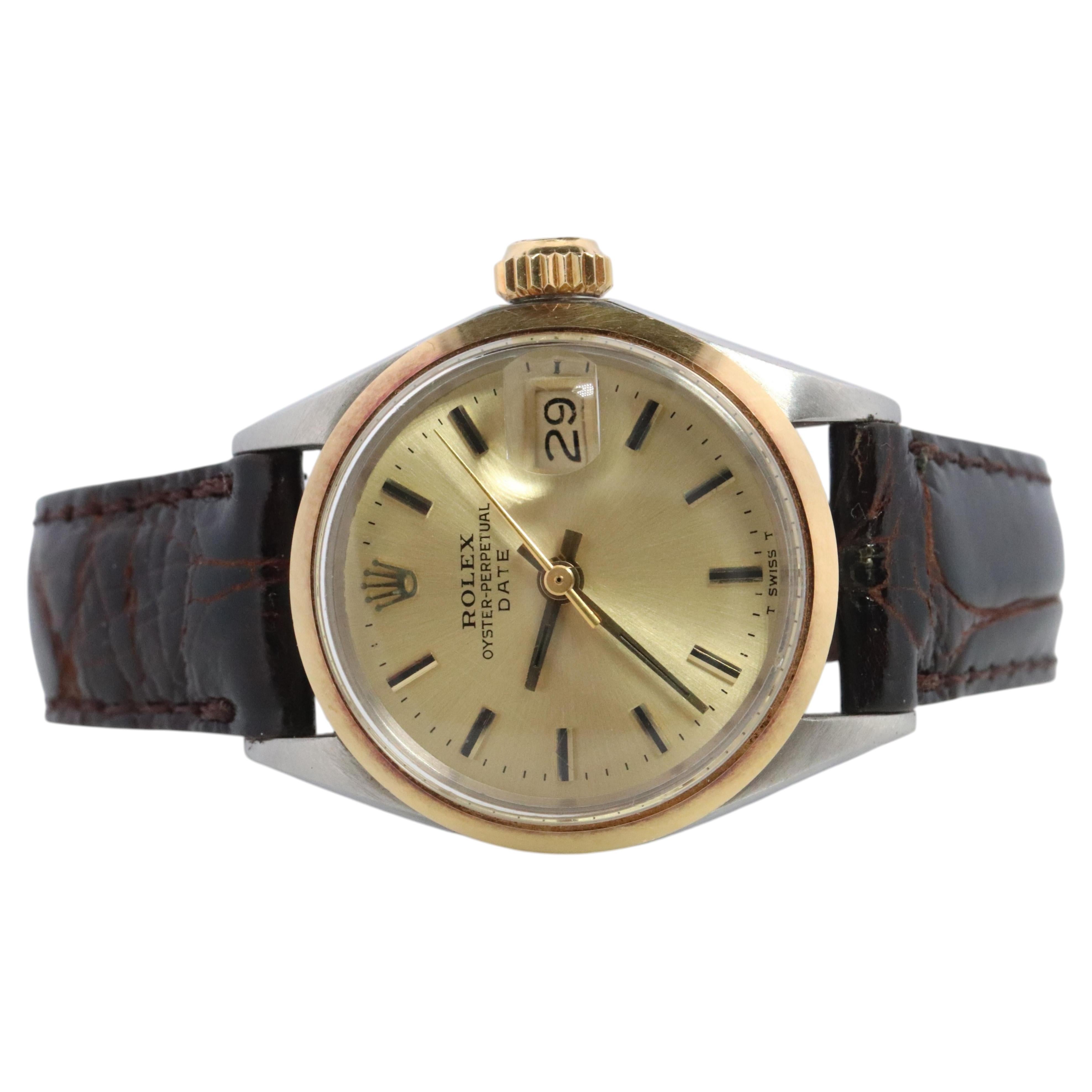 Véritable montre Rolex 6516. 18k et SS ROLEX Oyster Perpetual Date Automatic