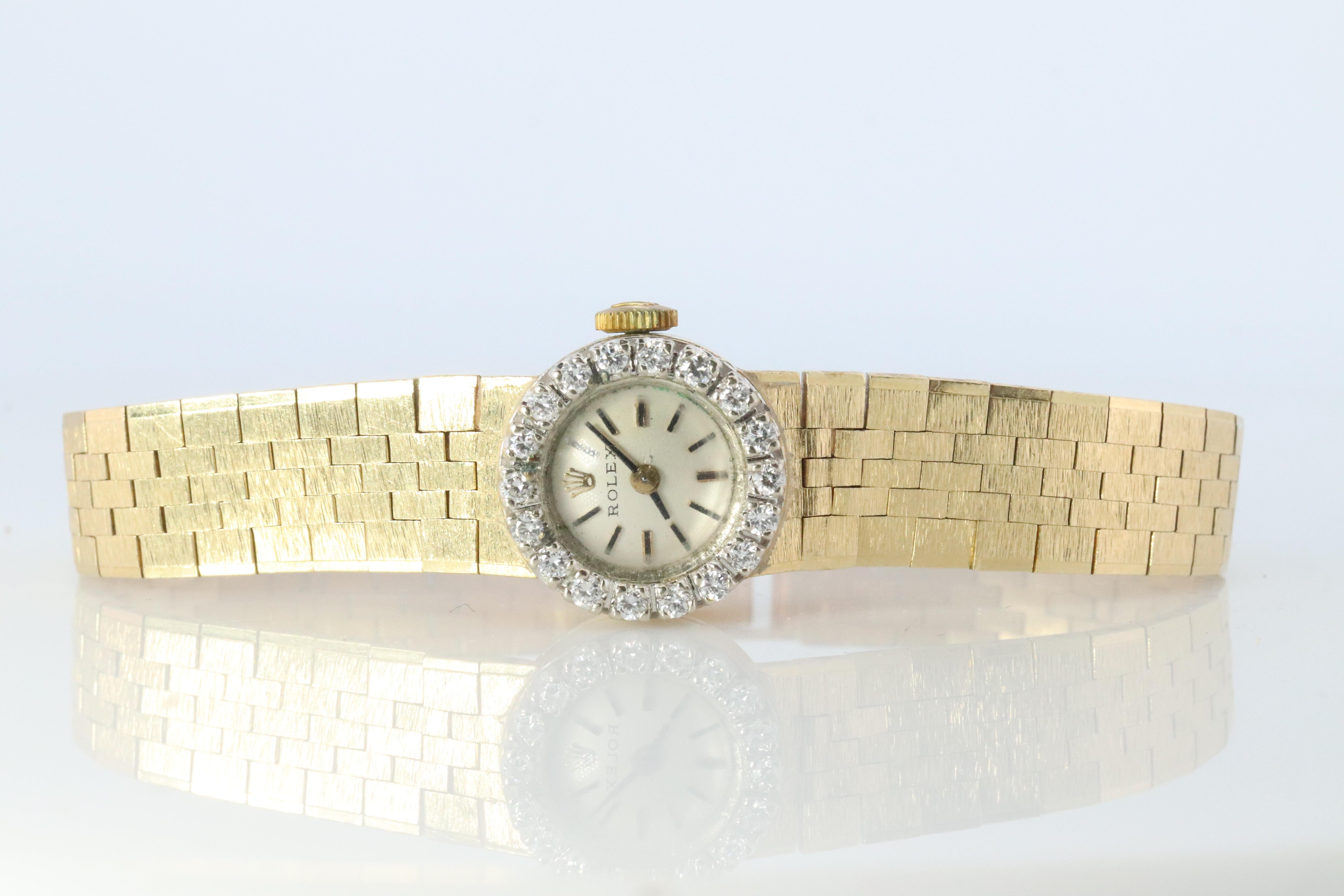 Genuine Rolex Diamantuhr. 14k YG Damen Rolex 4431 Mechanische Windup-Uhr. (Moderne)