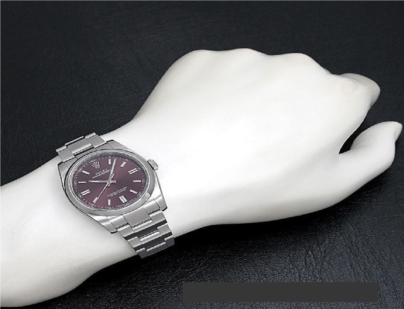 Genuine Rolex Oyster Perpetual 116000 Red Grape Dial Men's Pre-Owned Watch 2