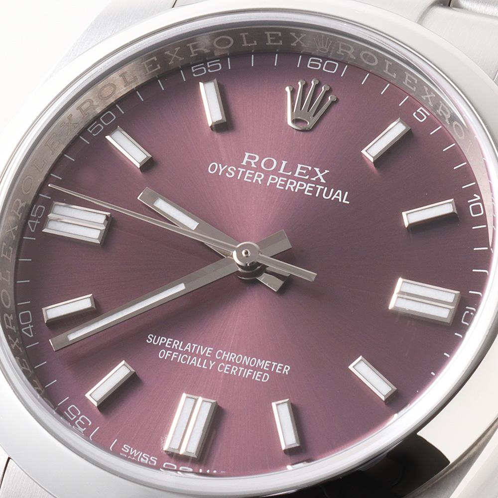 Genuine Rolex Oyster Perpetual 116000 Red Grape Dial Men's Pre-Owned Watch 3