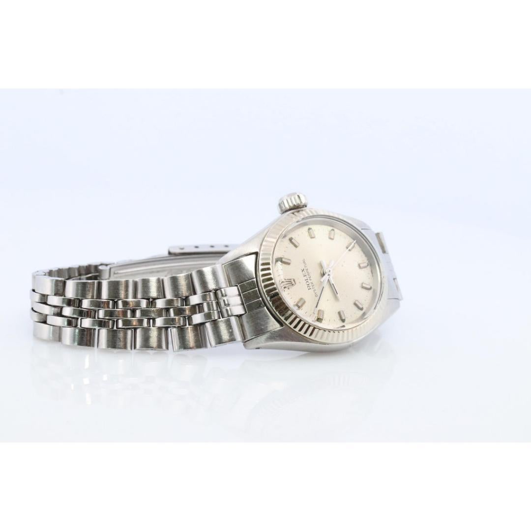 Vintage from the 1960s
Materials: Stainless Steel, 14k Gold, White Gold

Style: Mid-century

Stainless Steel Rolex with 14k White gold Bezel Ladies Automatic Movement Wristwatch. Circa 1960s. 

25mm Rolex Automatic Movement Ref. 6619.

Beautiful