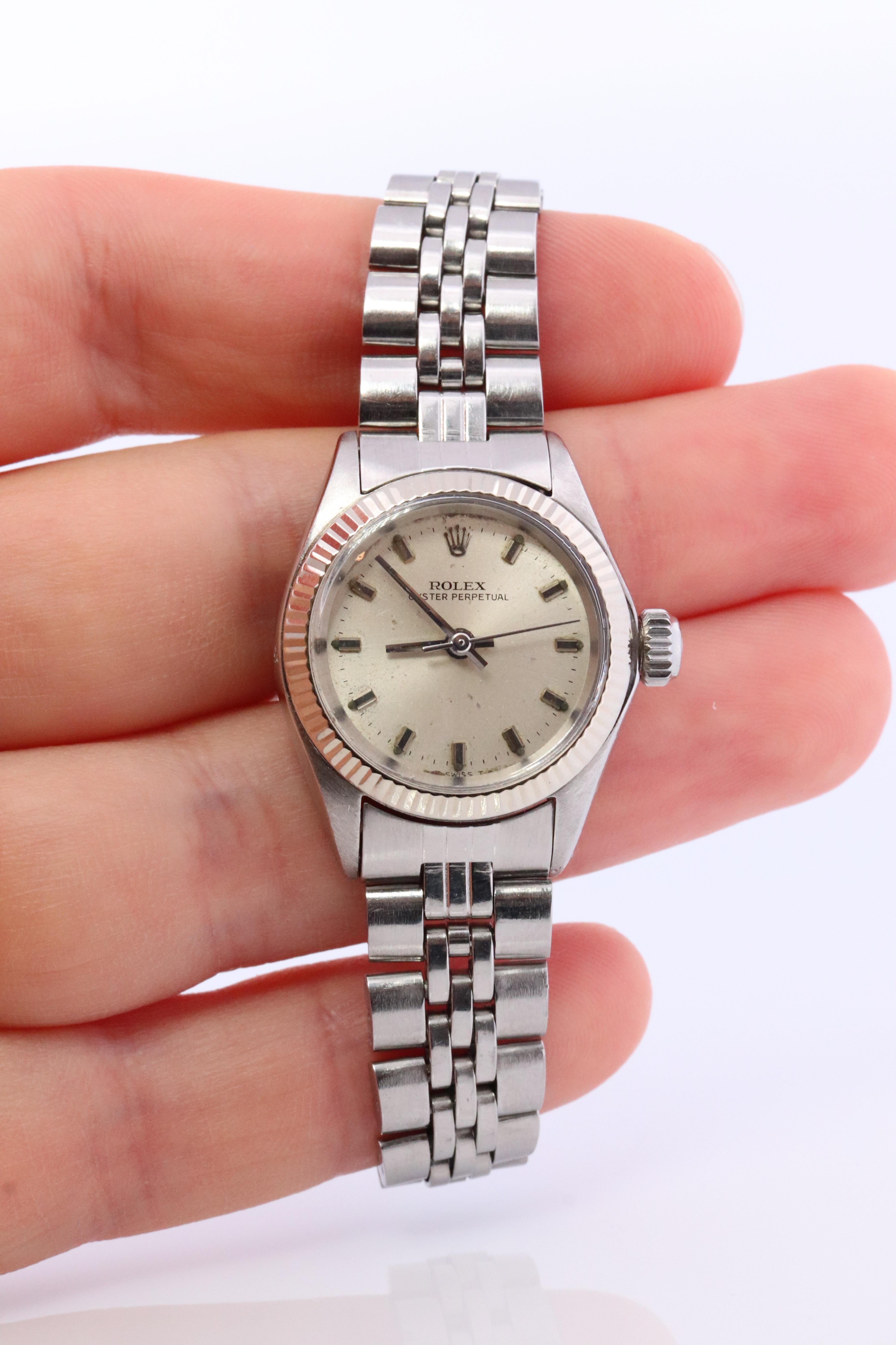 Genuine Rolex-Uhr. 14k Edelstahl Damen ROLEX 6619 Automatik-Armbanduhr. (Moderne)