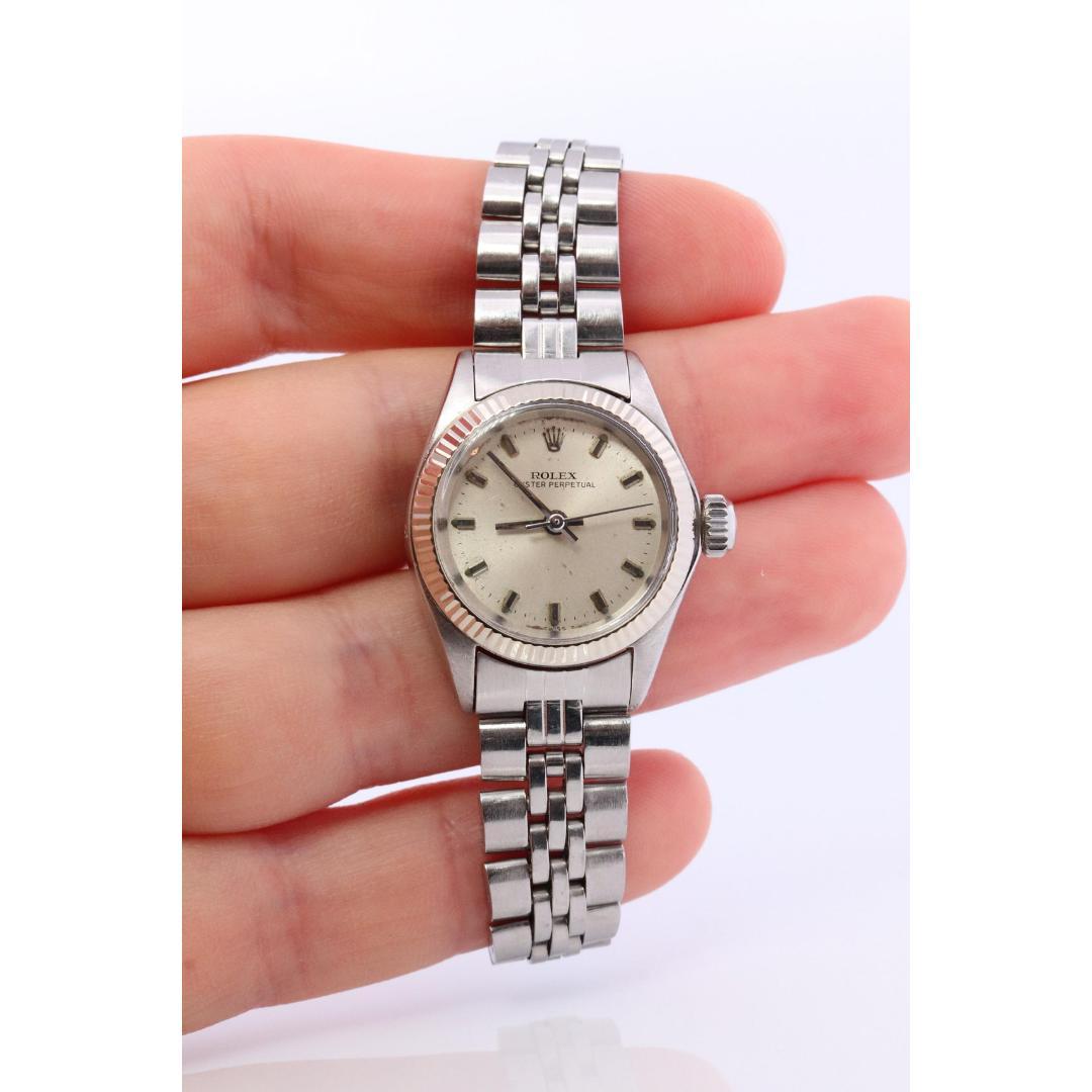 Women's Genuine Rolex Watch. 14k Stainless Steel Ladies Rolex 6619 Automatic Wristwatch.