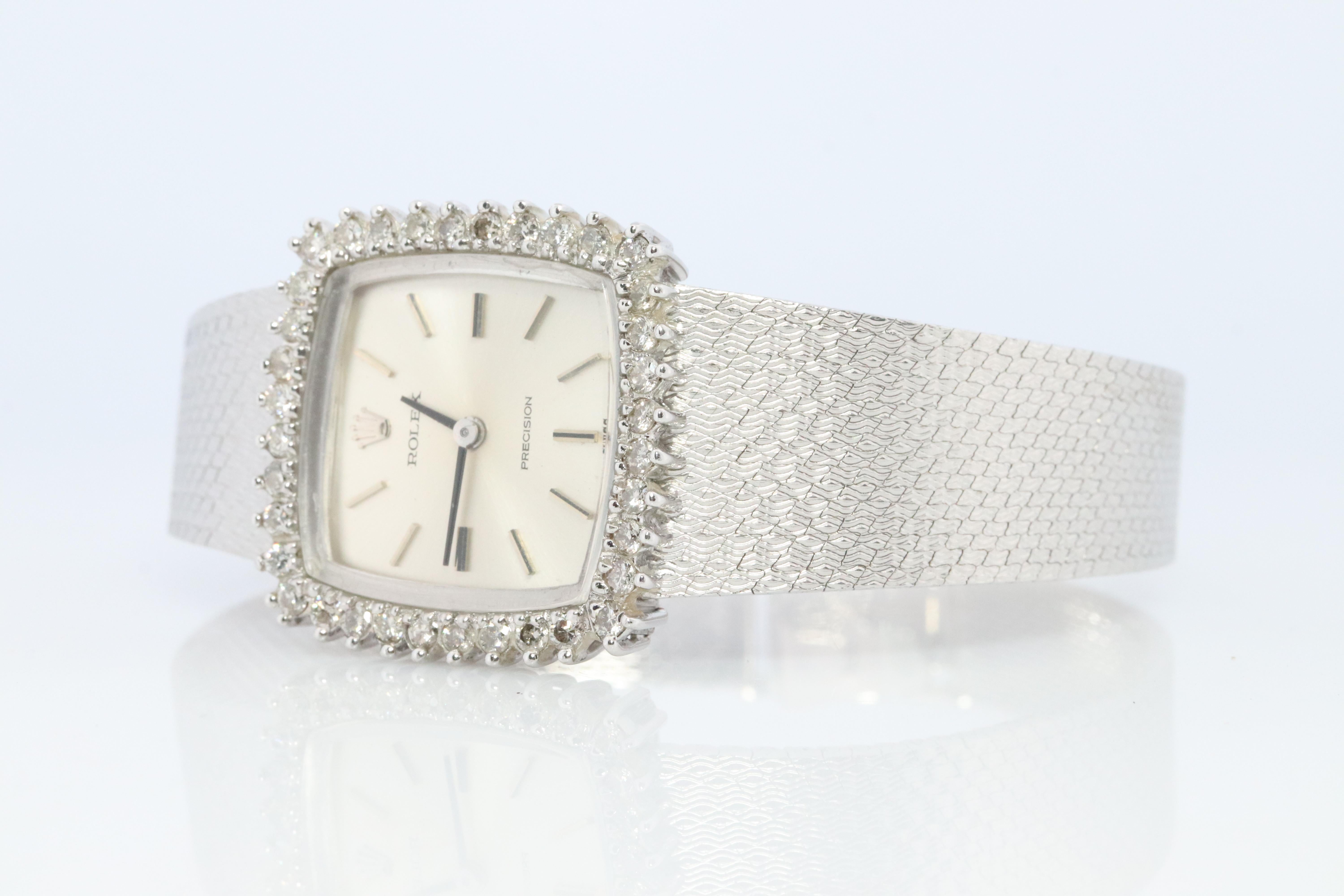 Echte Rolex-Uhr. Diamant-Lünette 1971 Damen manuell ROLEX 2611 Präzision mit Diamant-Lünette im Zustand „Gut“ im Angebot in Port Charlotte, FL