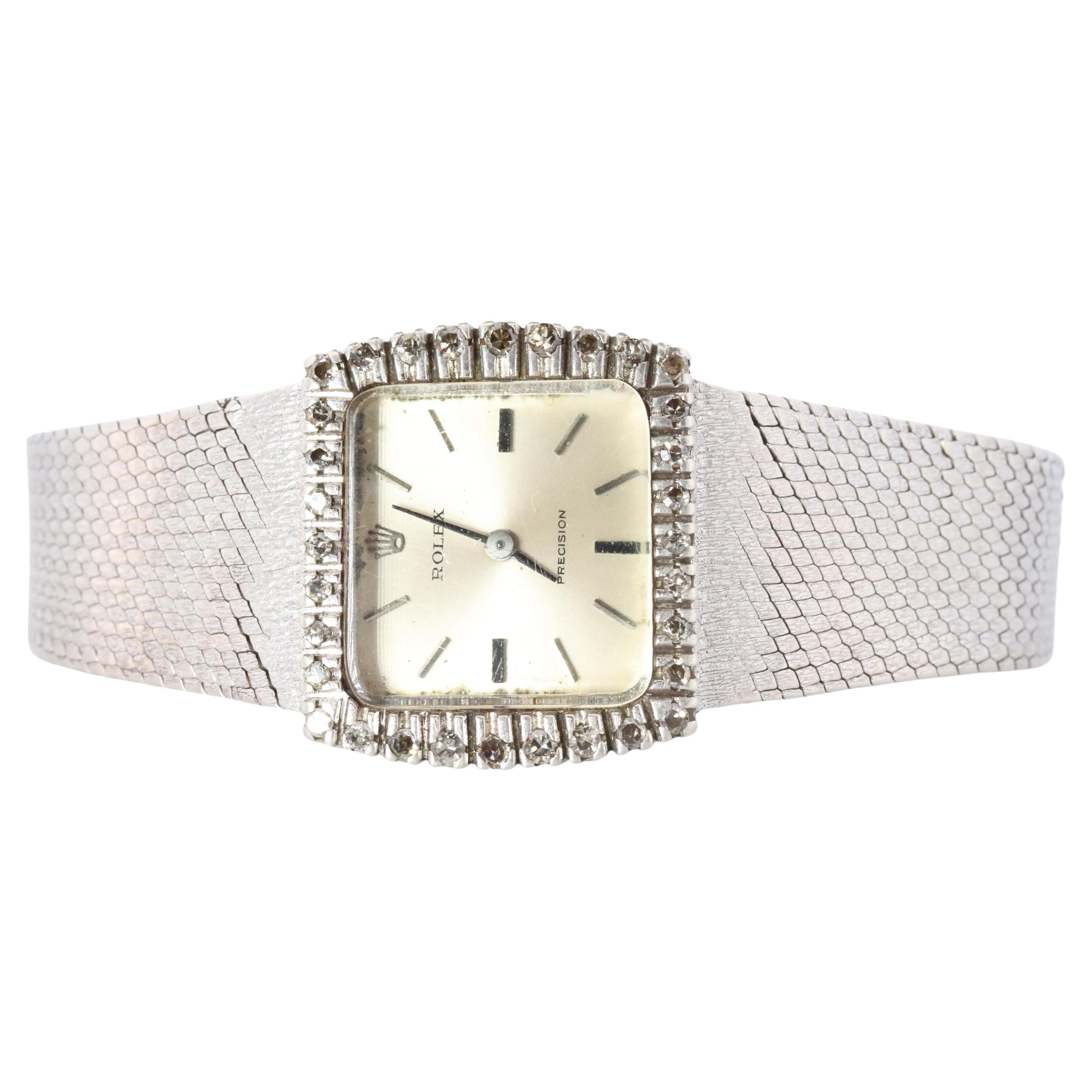 Montre Rolex véritable. Lunette diamantée 1972 Manuel femme ROLEX 2611 Précision
