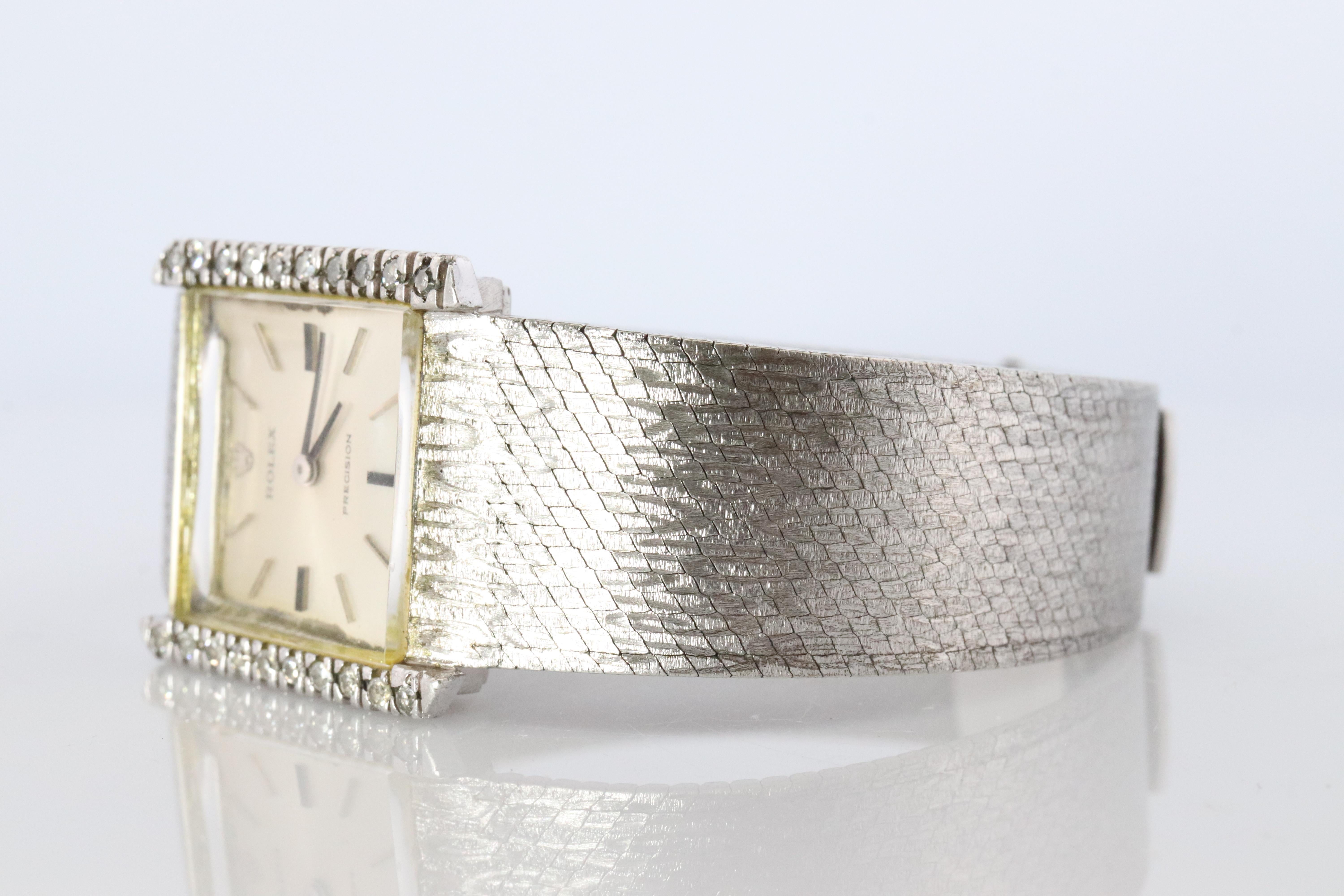 Echte Rolex-Uhr. Diamant-Lünette 1975 Ladies Manual ROLEX 2611 Precision (Moderne) im Angebot