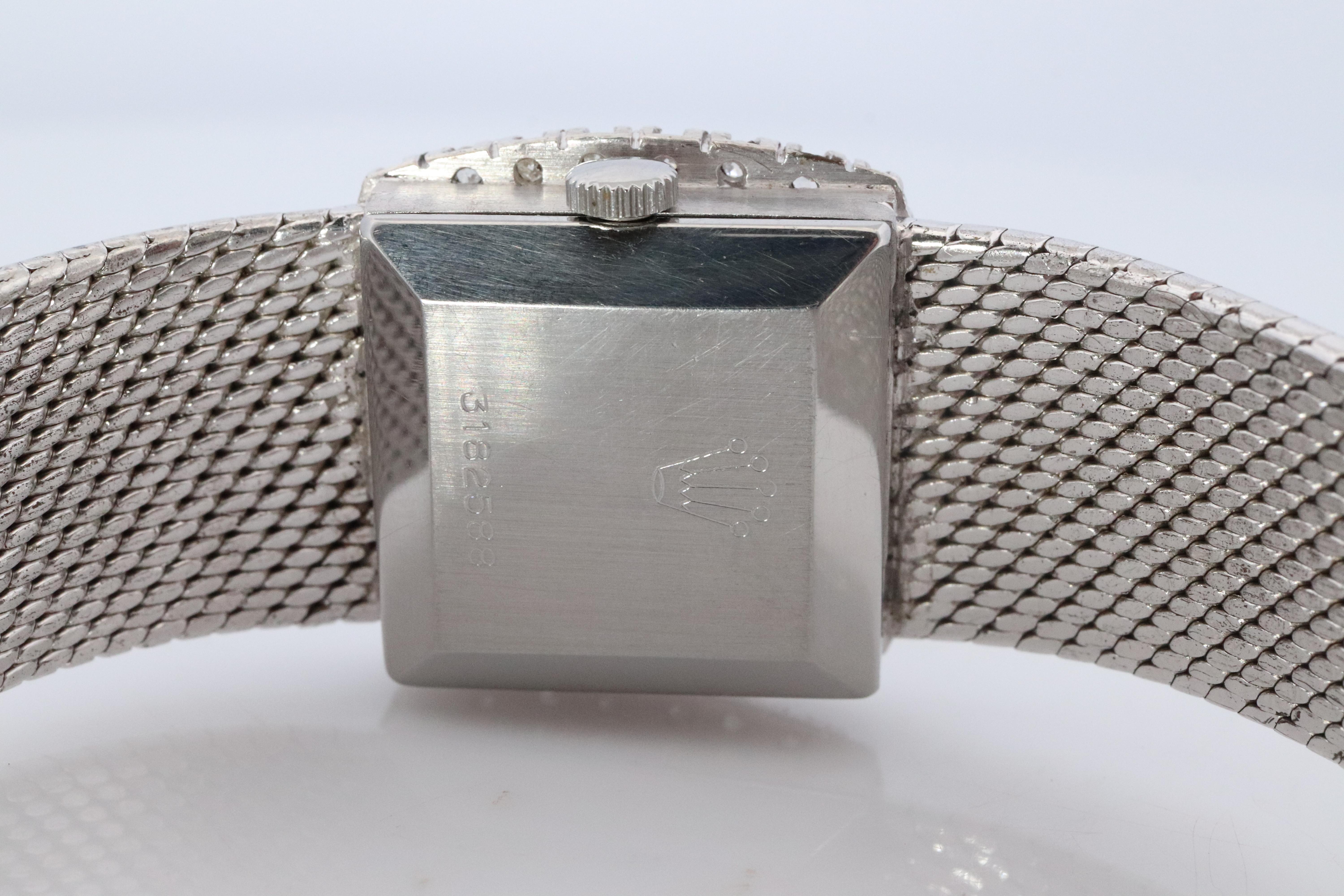 Echte Rolex-Uhr. Diamant-Lünette Blau Damen manuell ROLEX 2611 Präzision mit Diamant-Lünette im Angebot 4