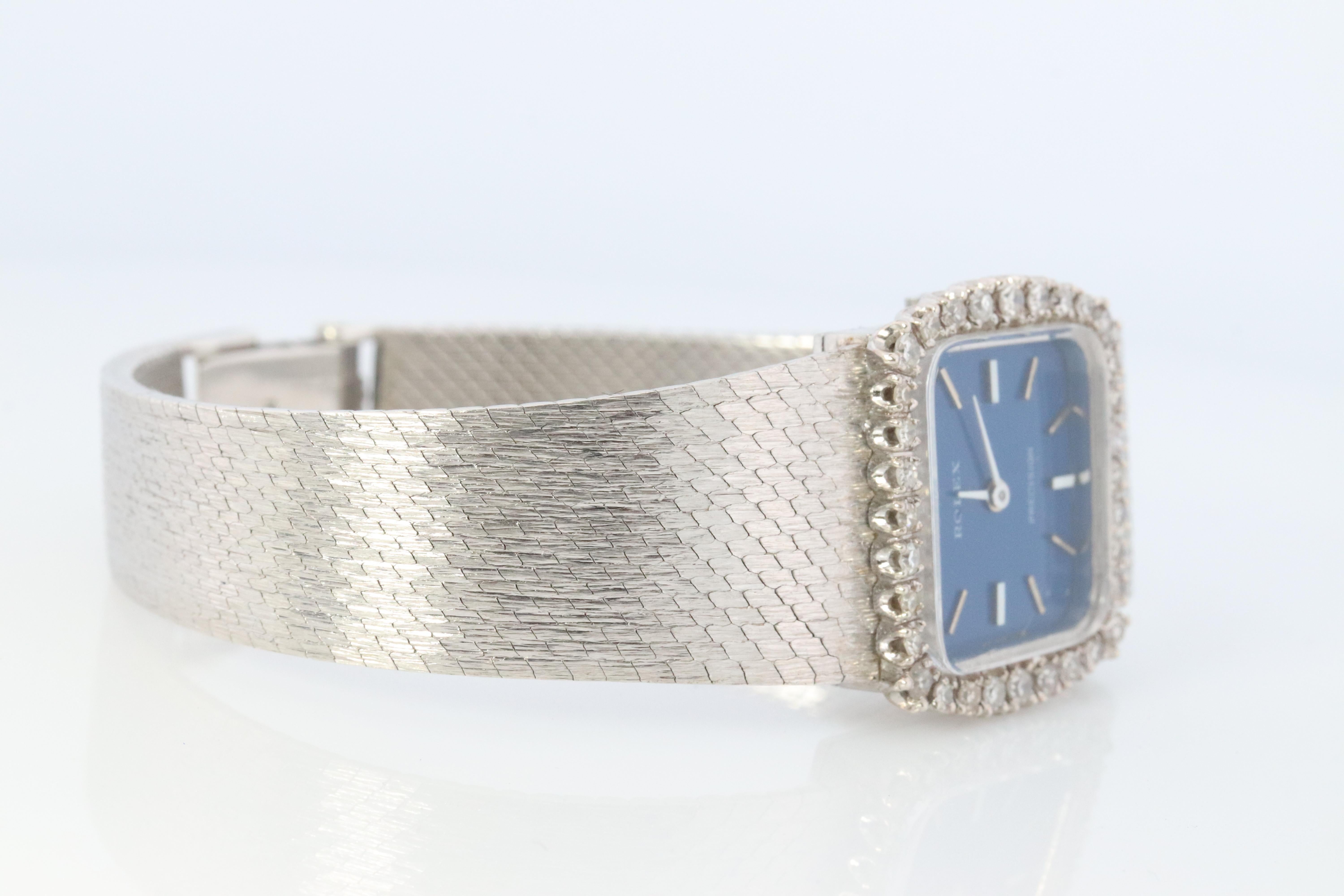 Rough Cut Genuine Rolex Watch. Diamond Bezel Blue Ladies Manual ROLEX 2611 Precision