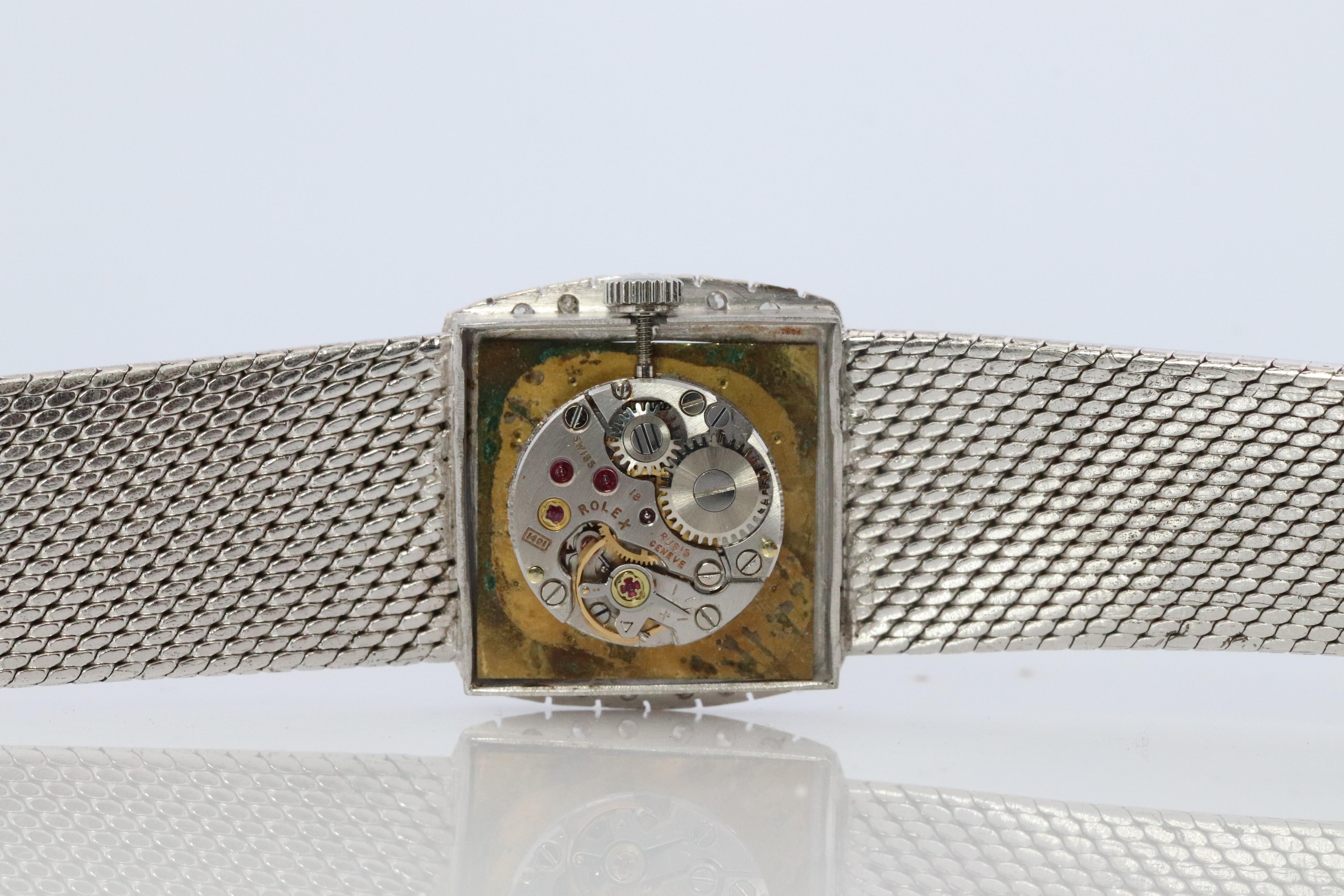 Echte Rolex-Uhr. Diamant-Lünette Blau Damen manuell ROLEX 2611 Präzision mit Diamant-Lünette im Angebot 1