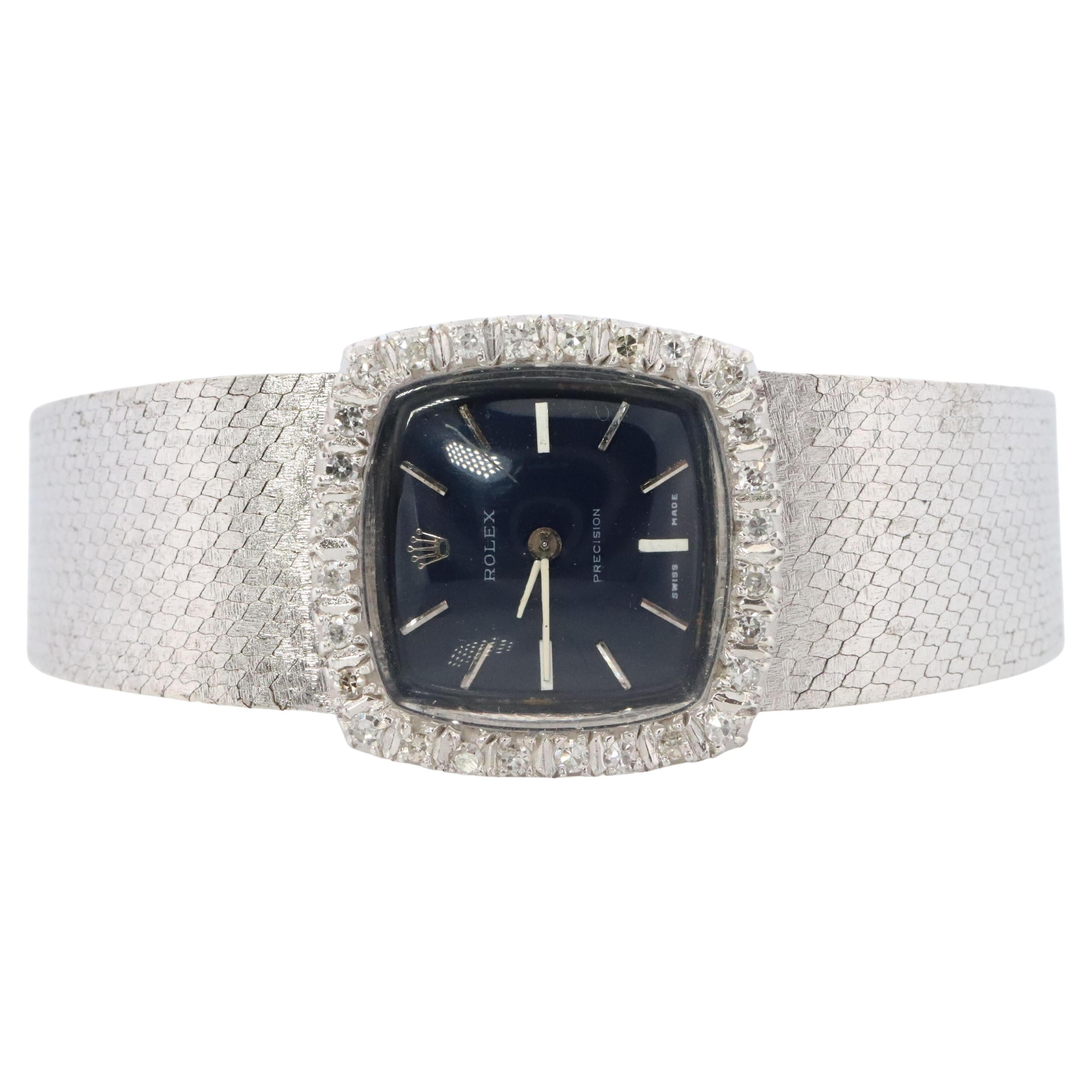 Echte Rolex-Uhr. Diamant-Lünette Blau Damen manuell ROLEX 2611 Präzision mit Diamant-Lünette im Angebot