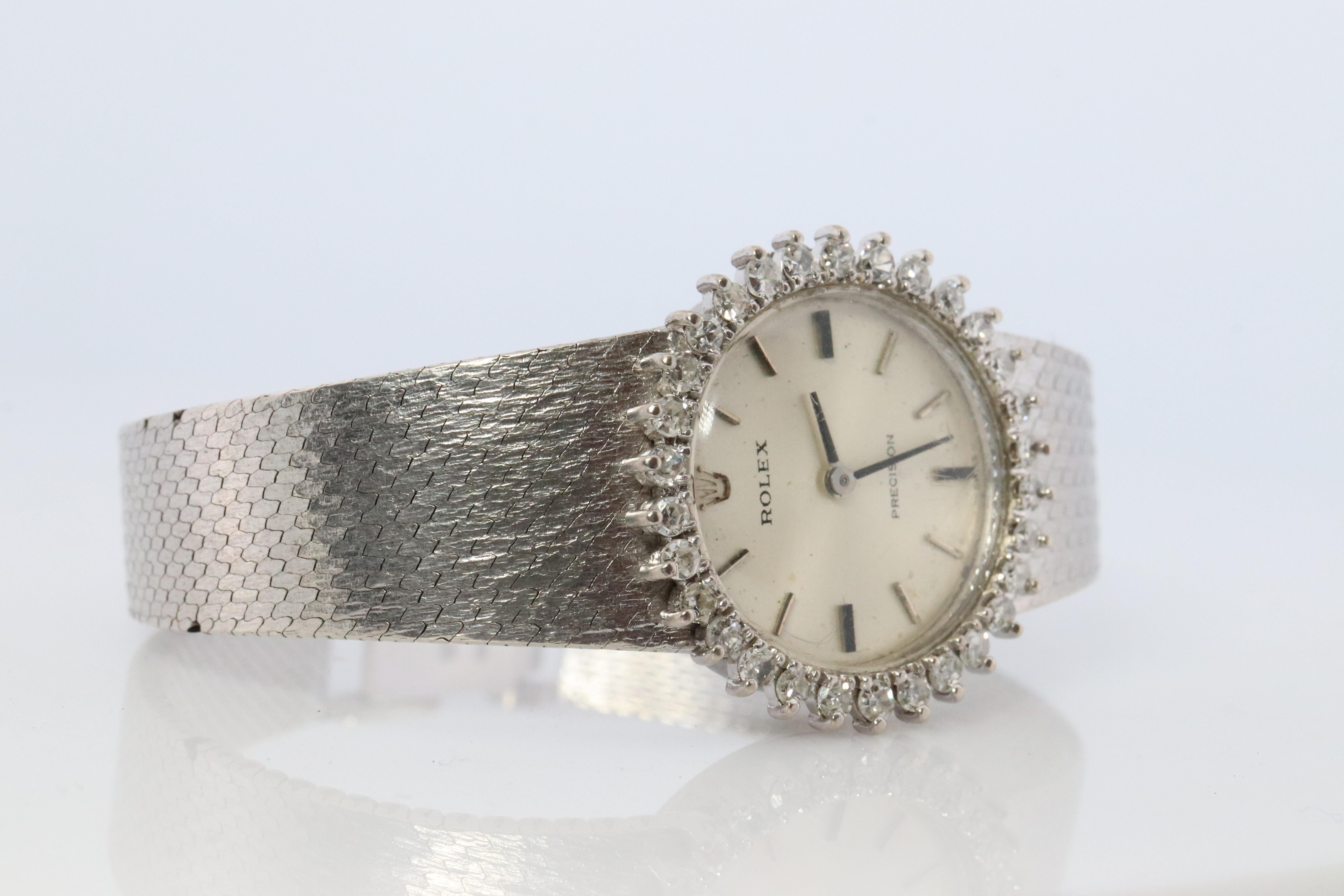 Modern Genuine Rolex Watch. Diamond Bezel Ladies ROLEX 2649 Precision.