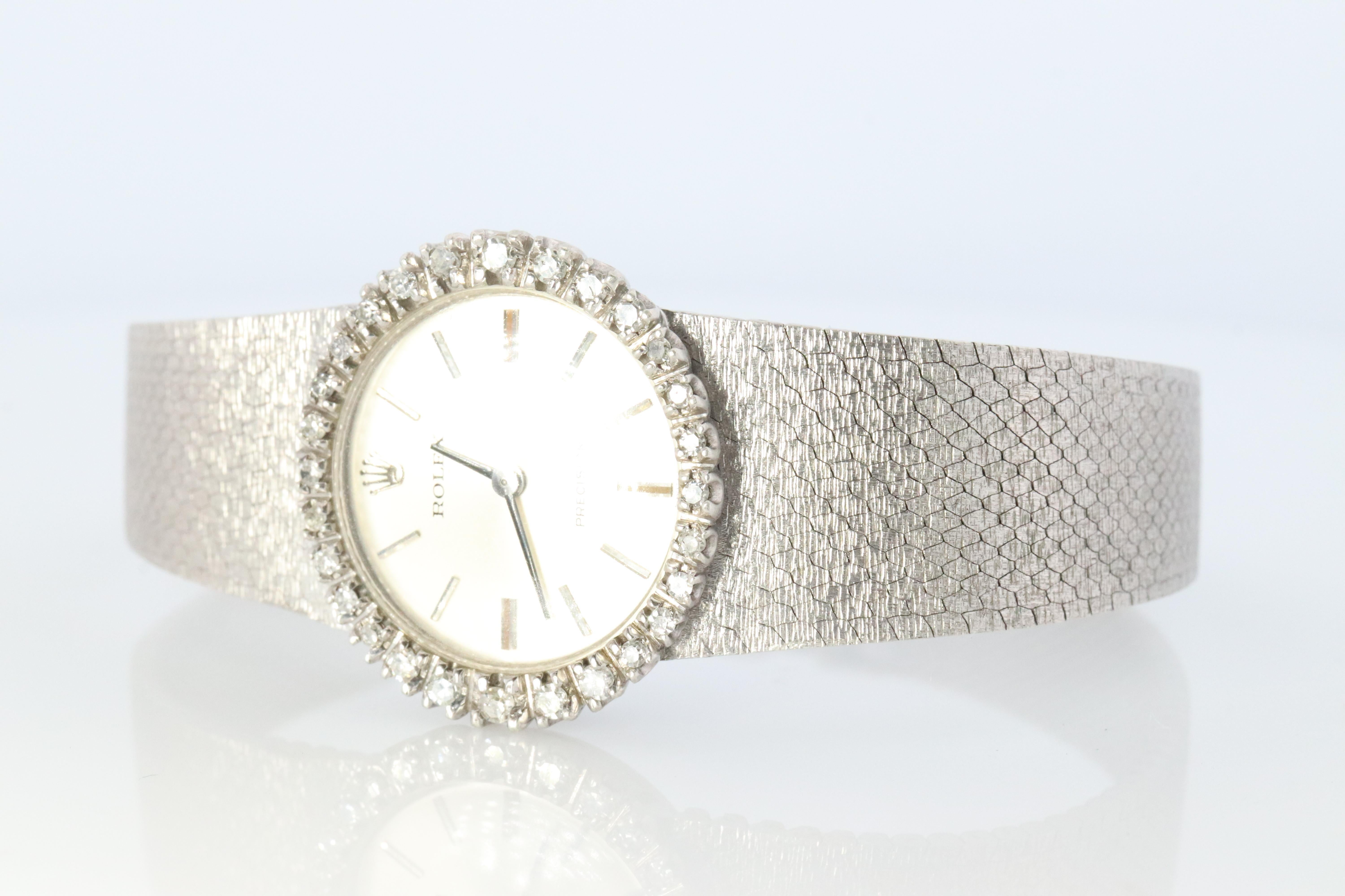 Modern Genuine Rolex Watch. Diamond Bezel Ladies ROLEX 2649 Precision.