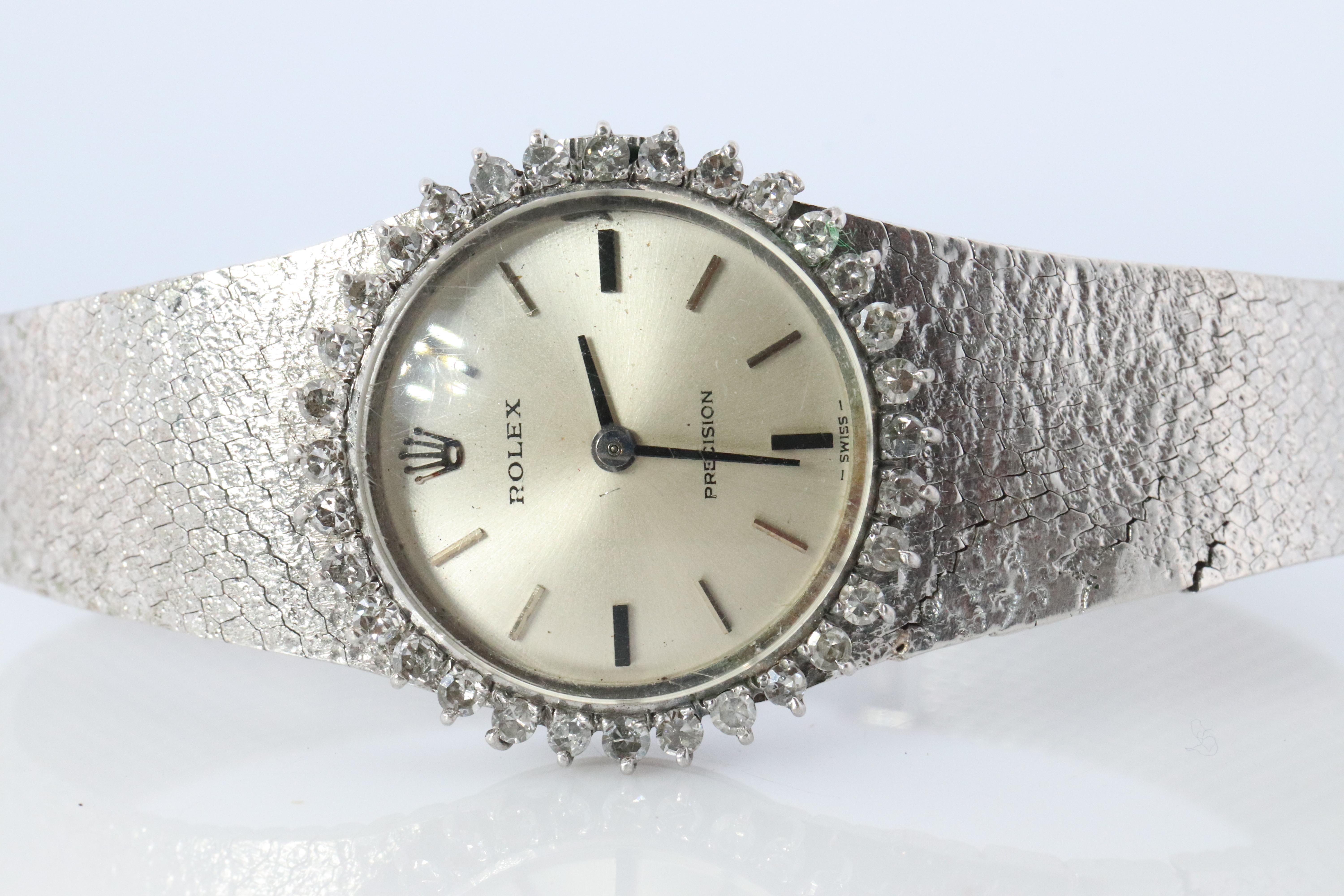 Echte Rolex-Uhr. Diamant-Lünette Damen ROLEX 2649 Präzision. (Moderne) im Angebot