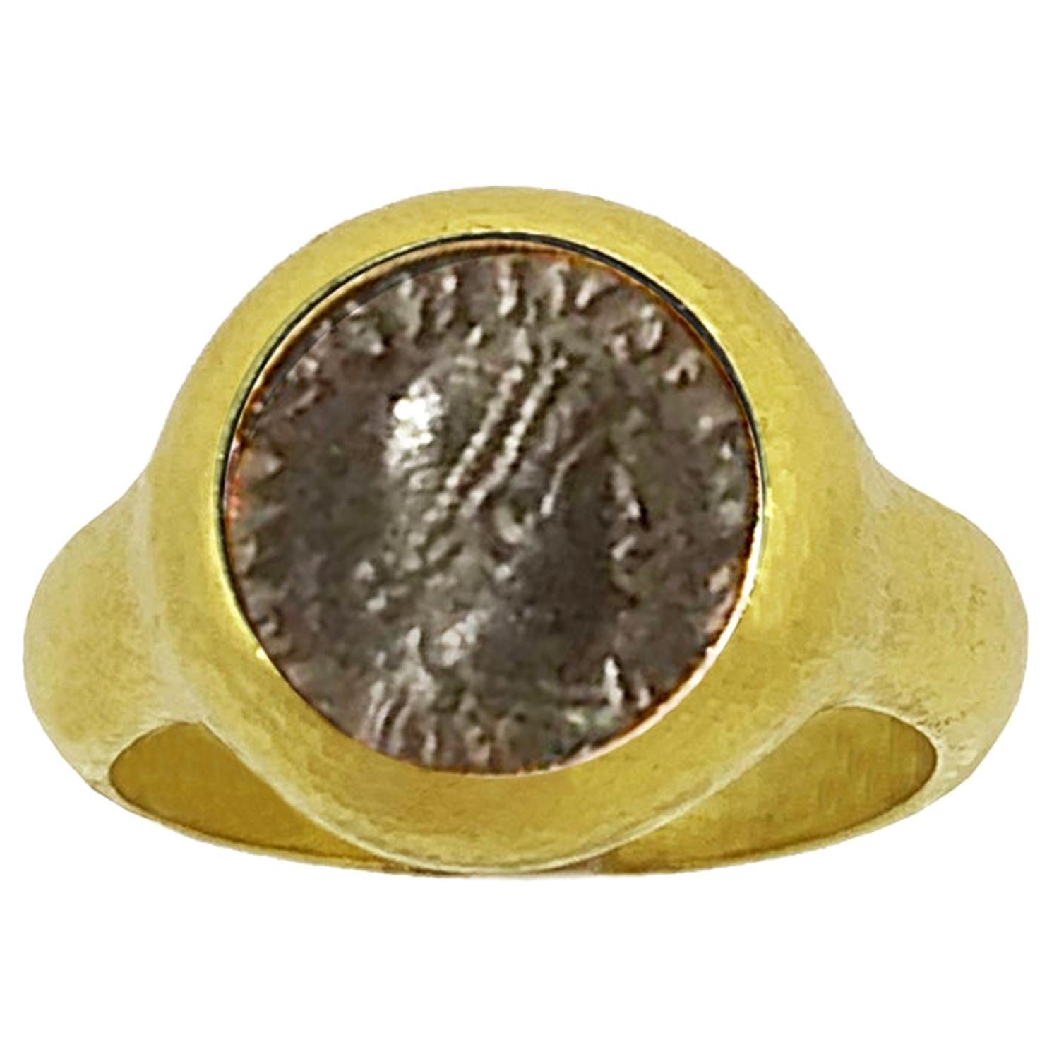Genuine Roman Bronze Coin '4th Century AD 18Kr Ring Depicting Emperor Honorius