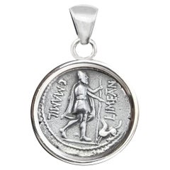 Genuine Roman Coin 1st Cent. BC Pendant depicting Ulysses and his dog Argo