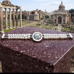 Genuine Roman coin 2nd century BC depicting the Goddess Roma silver bracelet