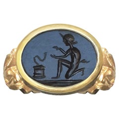 Used Genuine Roman onyx intaglio (2nd cent. AD) depicting a "marsus" (snake charmer) 