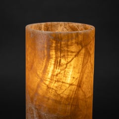 Lampada in onice marrone autentico a bande rotonde (14", 11 lbs)