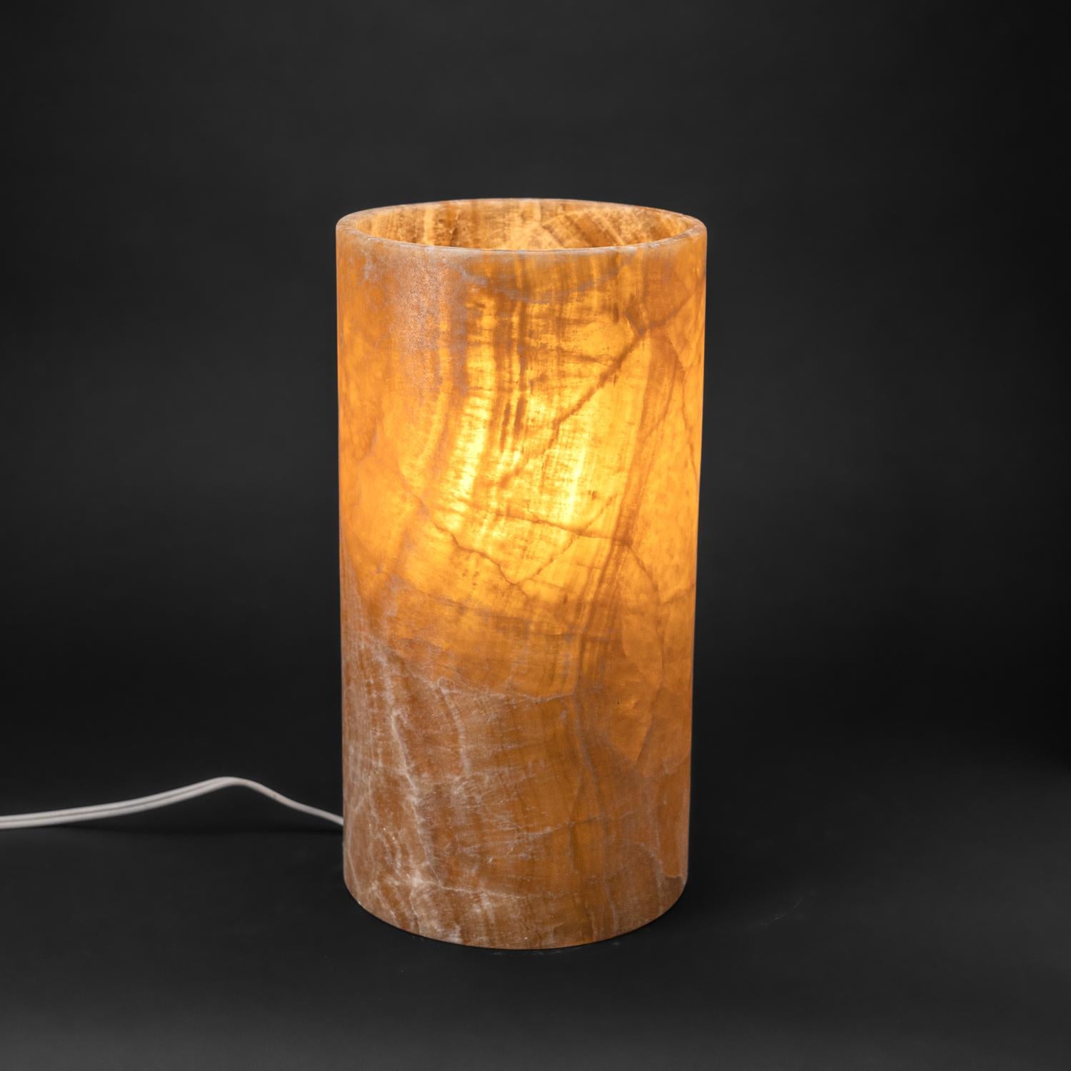 Lampada in onice marrone autentico a bande rotonde (14