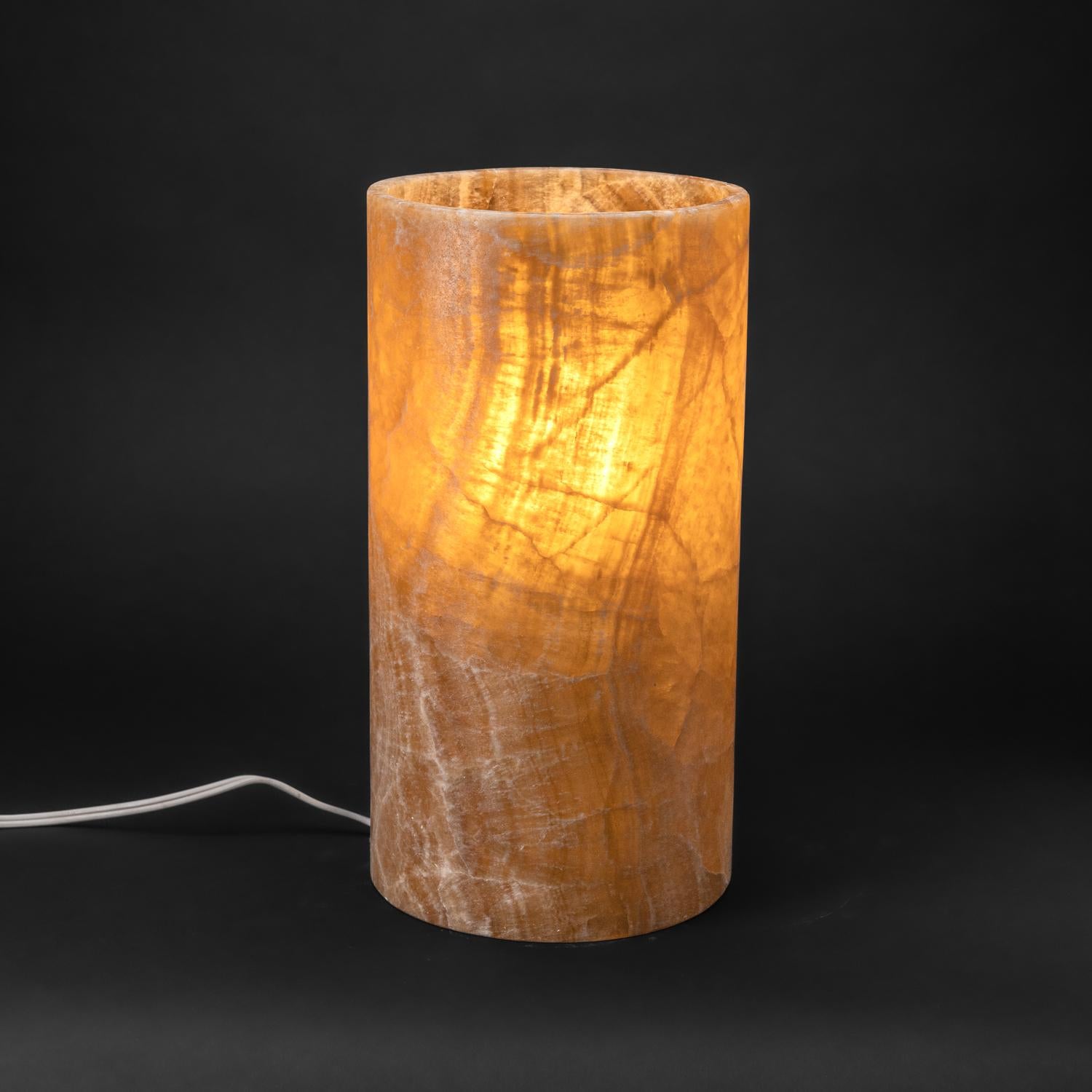 Lampada in onice marrone autentico a bande rotonde (14
