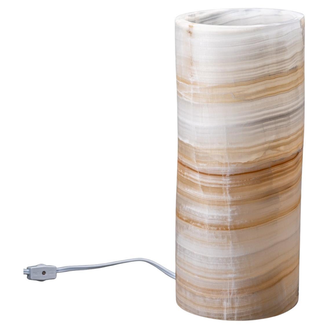 Lampada in vero onice rotondo a bande (14", 10 lbs)