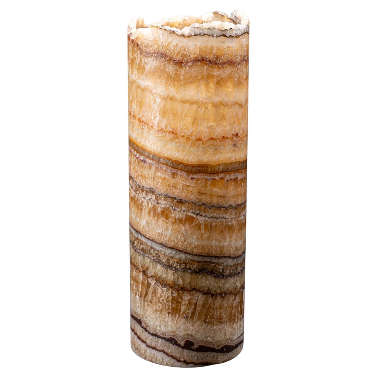 Lampada in vero onice rotondo a bande (17", 10 lbs)