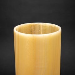 Genuine Round Banded Orange Onyx Lamp (16", 8 lbs)