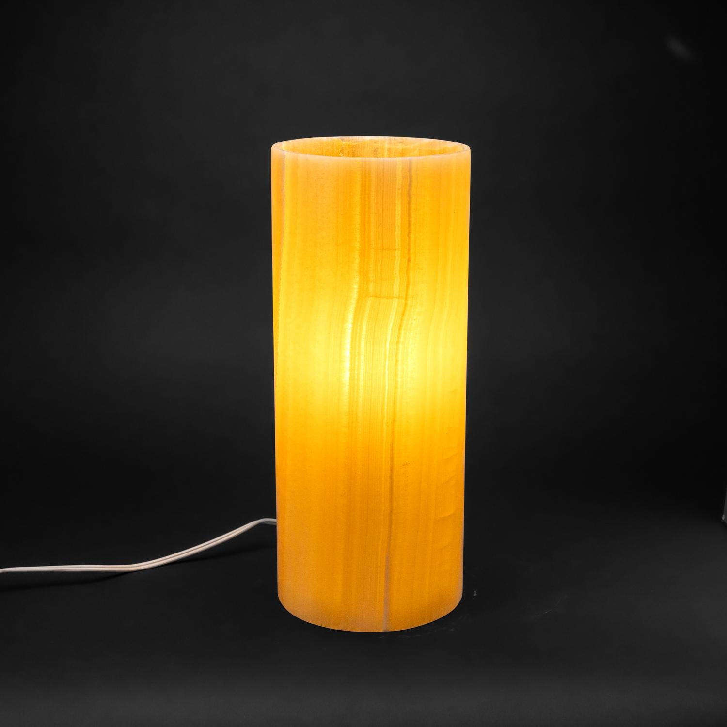 Messicano Lampada in vero onice arancione a bande rotonde (16