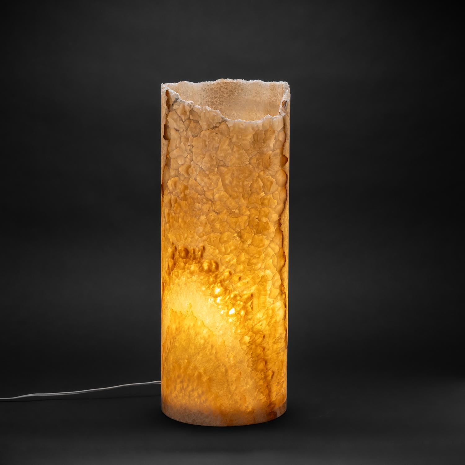 XXI secolo e contemporaneo Lampada in vero onice arancione a bande rotonde (20