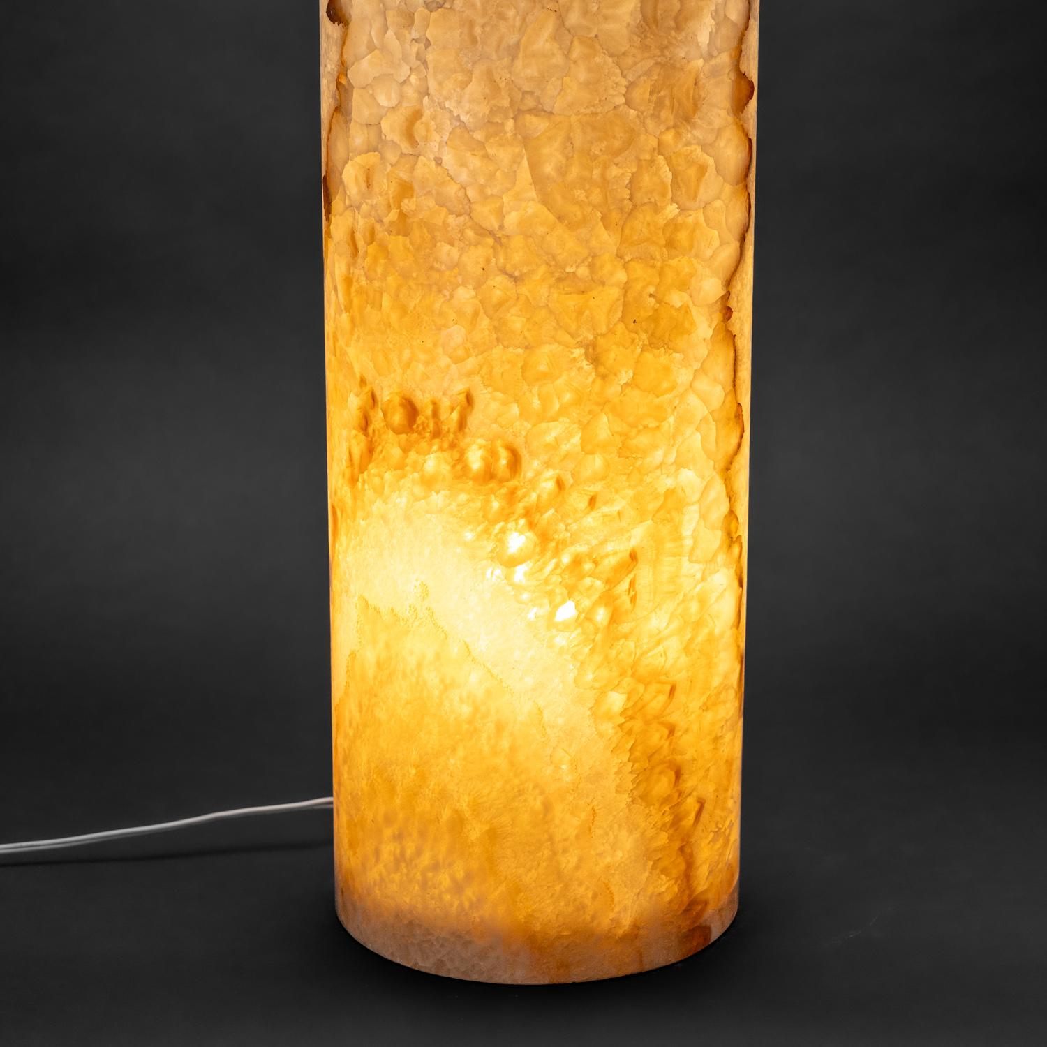 Onice Lampada in vero onice arancione a bande rotonde (20