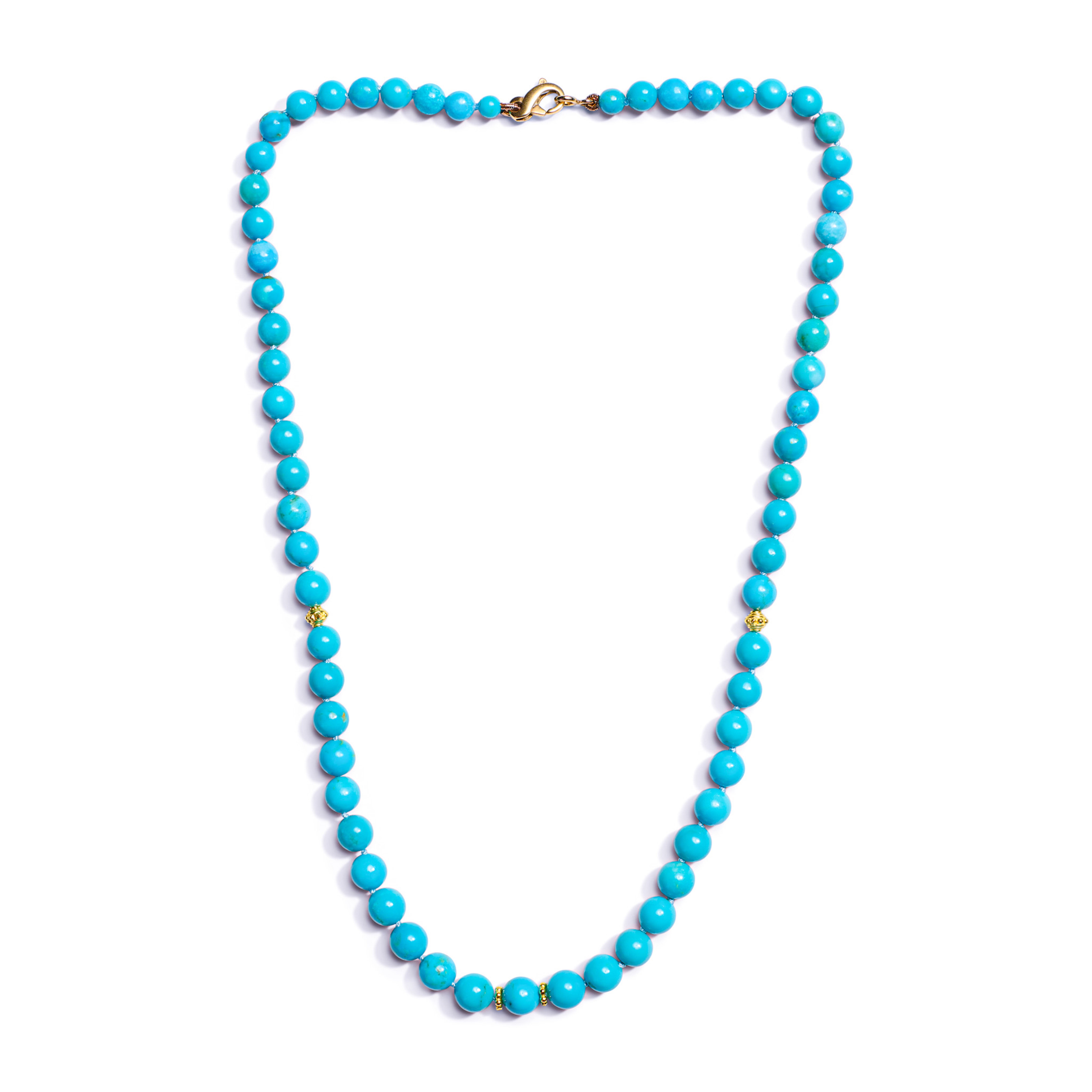 Collier véritable Arizona Sleeping Beauty en or jaune perlé de turquoises