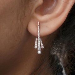 Genuine Round Diamond 14k Rose Gold Huggie Hoop Earrings Fine Jewelry For Gift