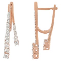 Genuine Round Diamond 14k Rose Gold Huggie Hoop Earrings Fine Jewelry For Gift