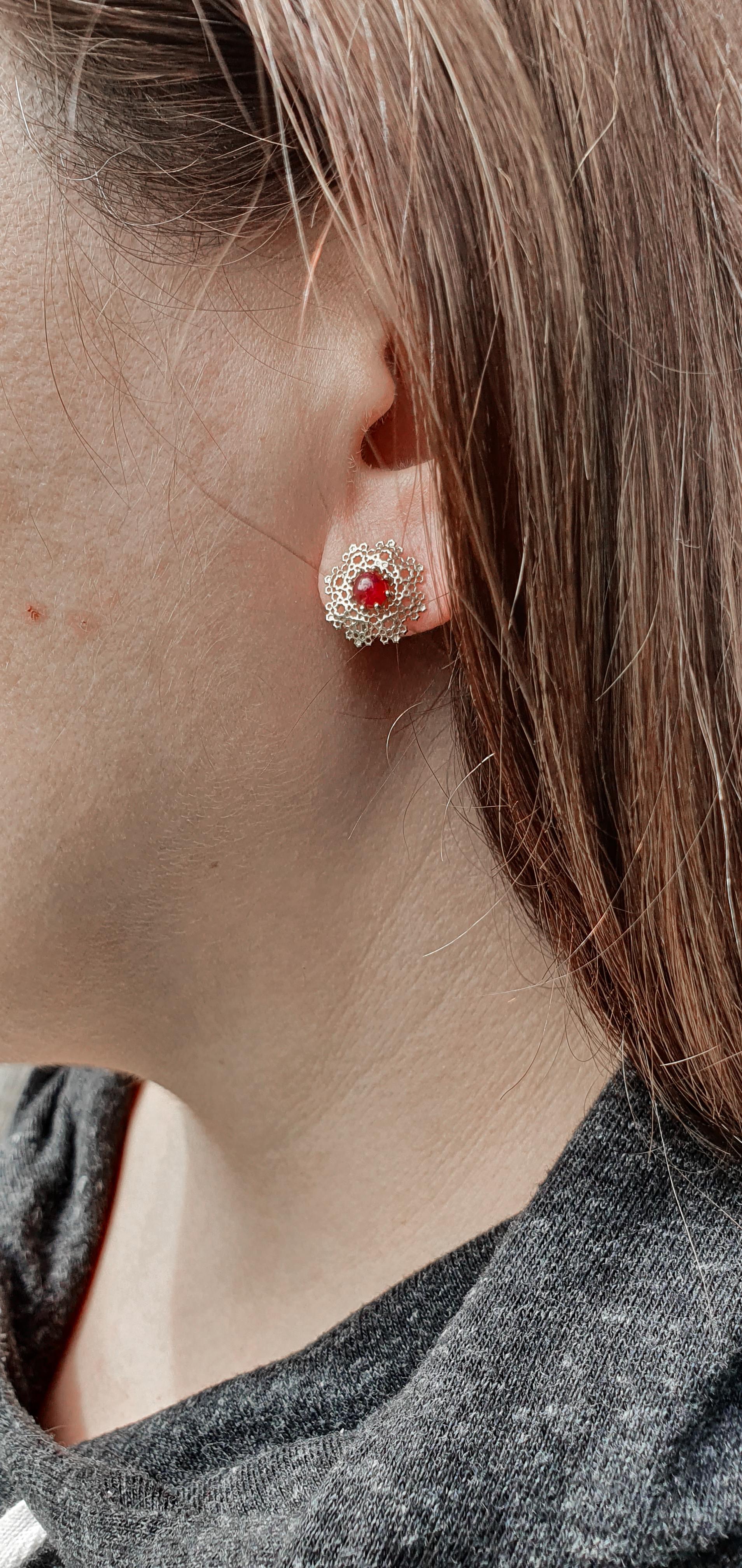 Genuine Rubies Earrings, Natural Ruby Earrings For Sale 4