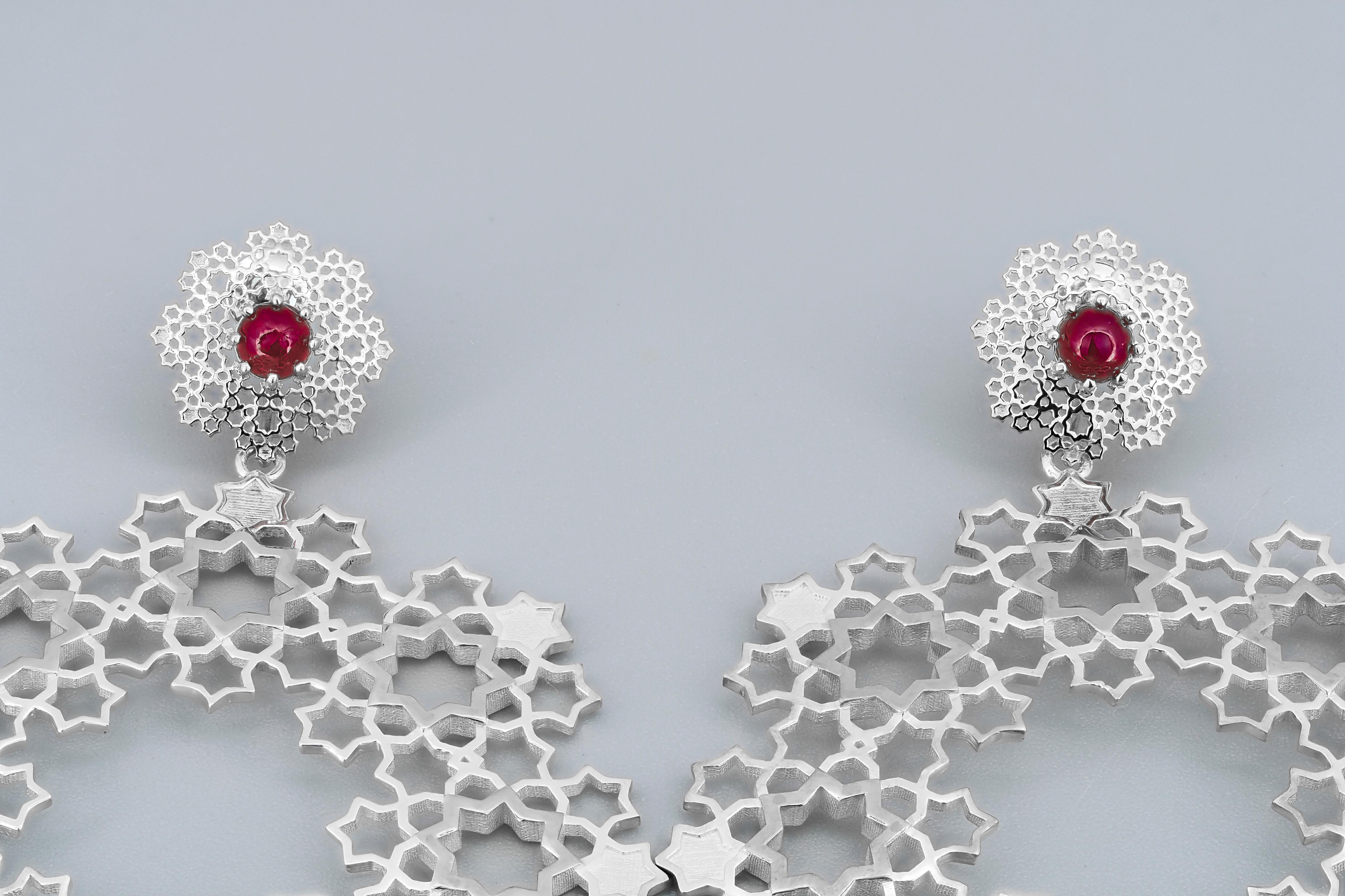 Genuine Rubies Earrings, Natural Ruby Earrings In New Condition For Sale In Istanbul, TR