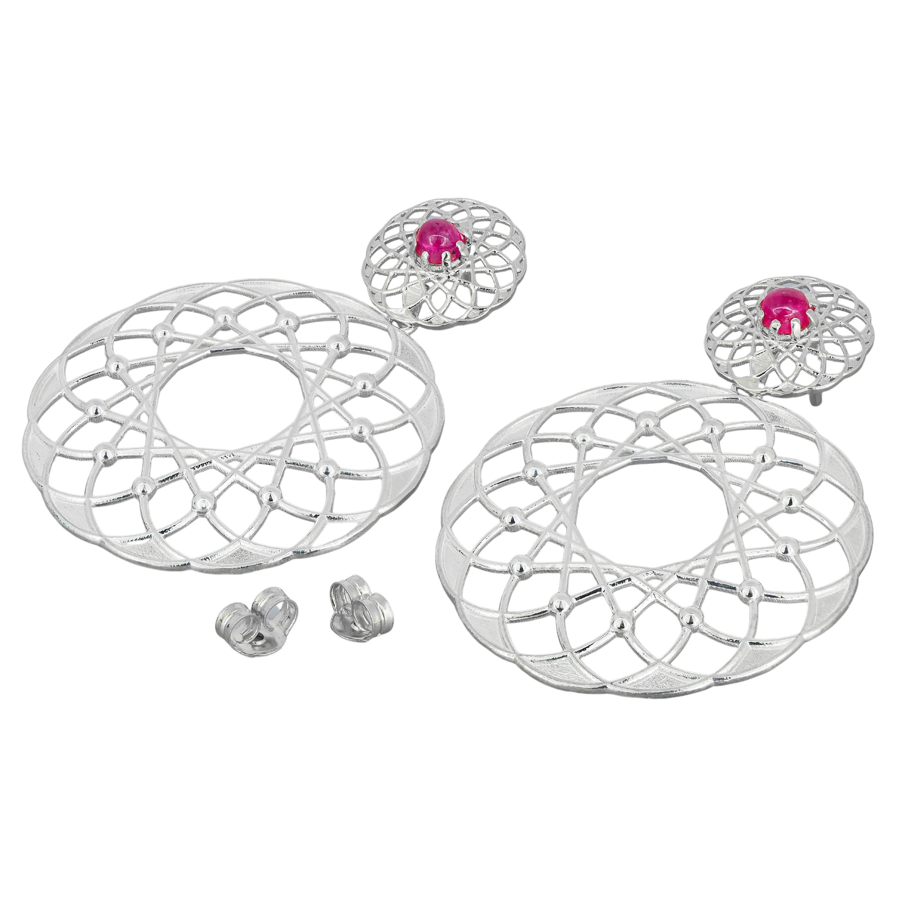 Boucles d'oreilles rubis véritable, boucles d'oreilles rubis naturel