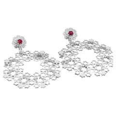 Genuine Rubies Earrings, Natural Ruby Earrings