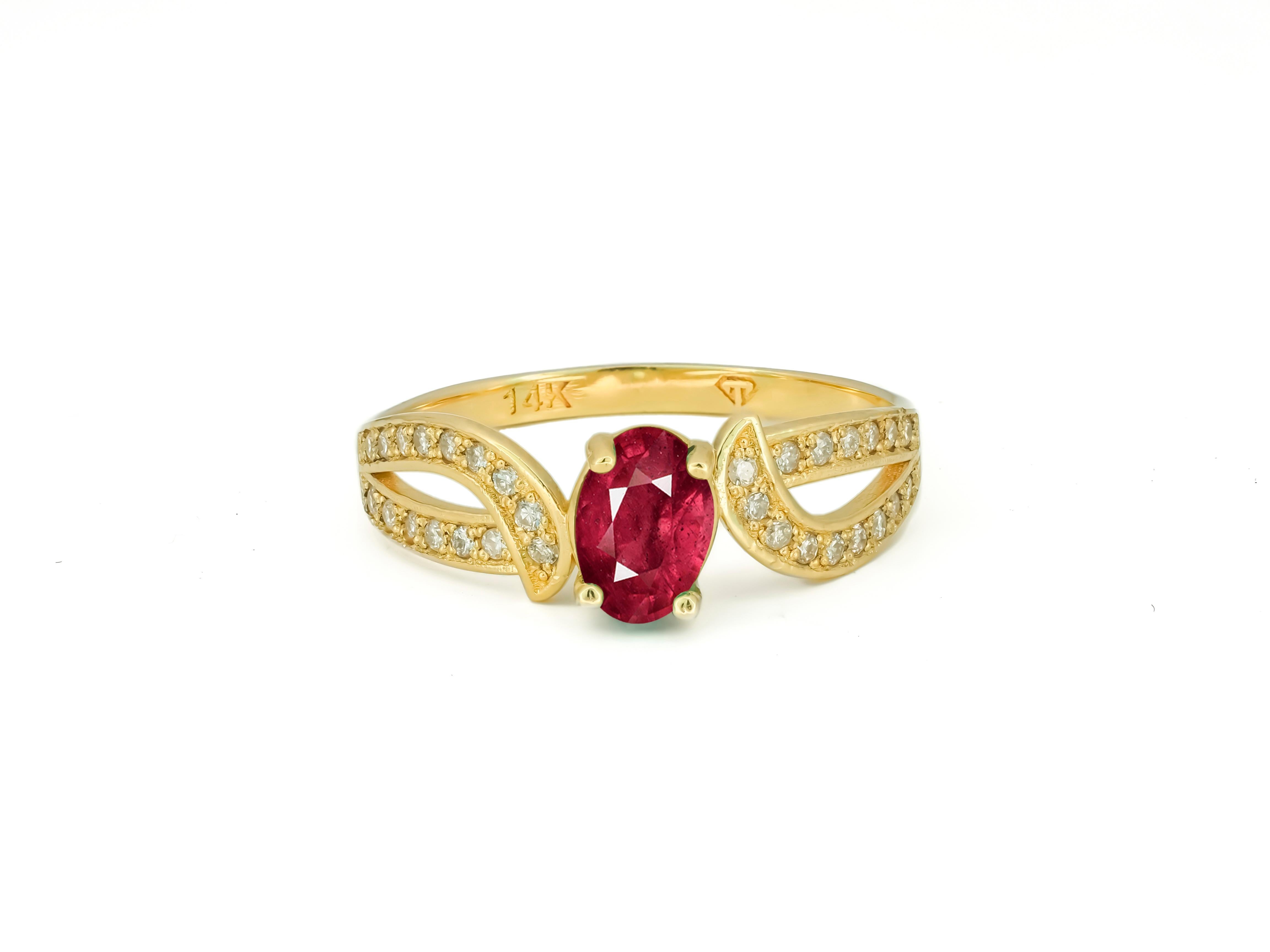 For Sale:  Genuine Ruby 14k Gold Ring, Ruby Engagement Ring 2
