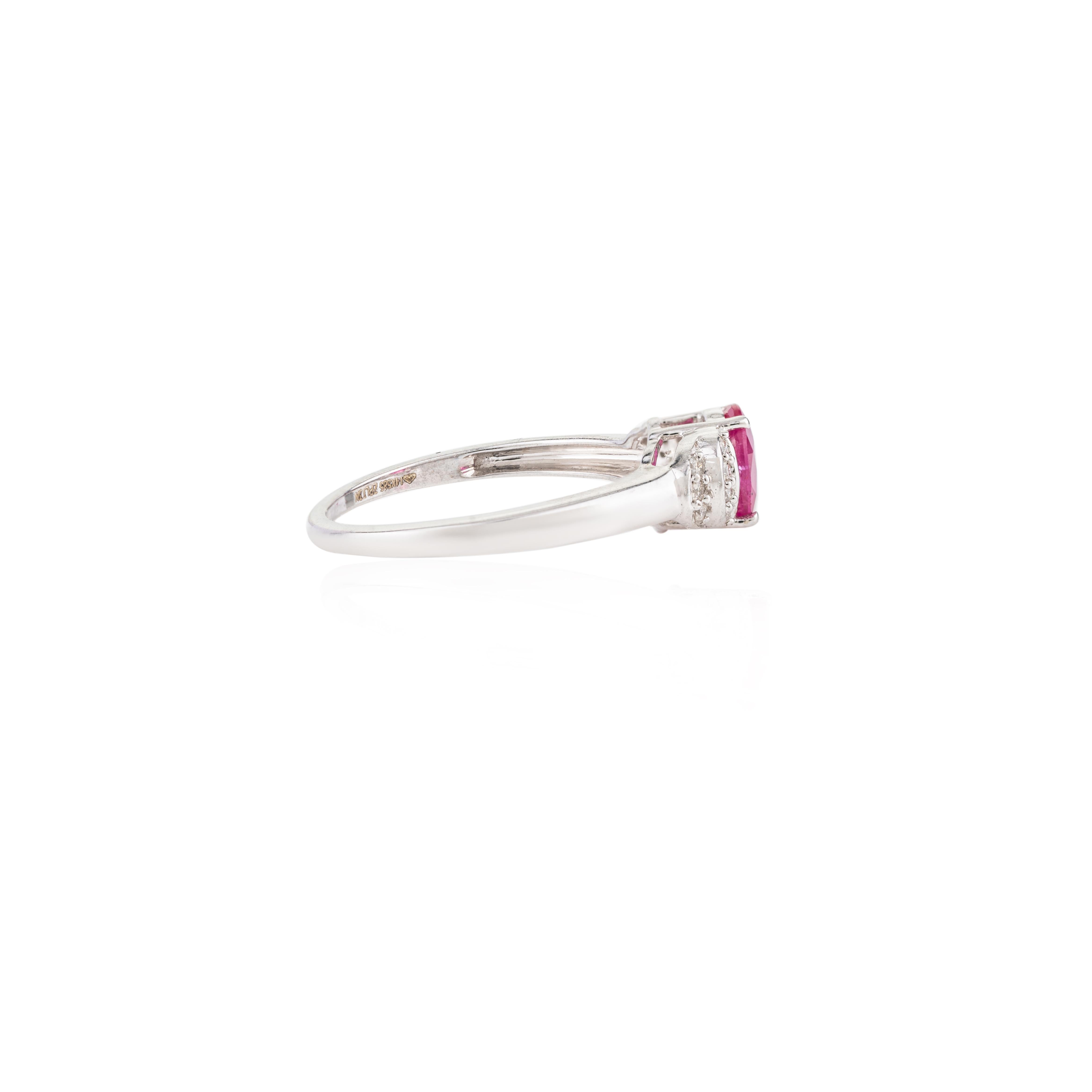For Sale:  Genuine Ruby and Diamond Accent Women Ring in 14k Solid White Gold 4