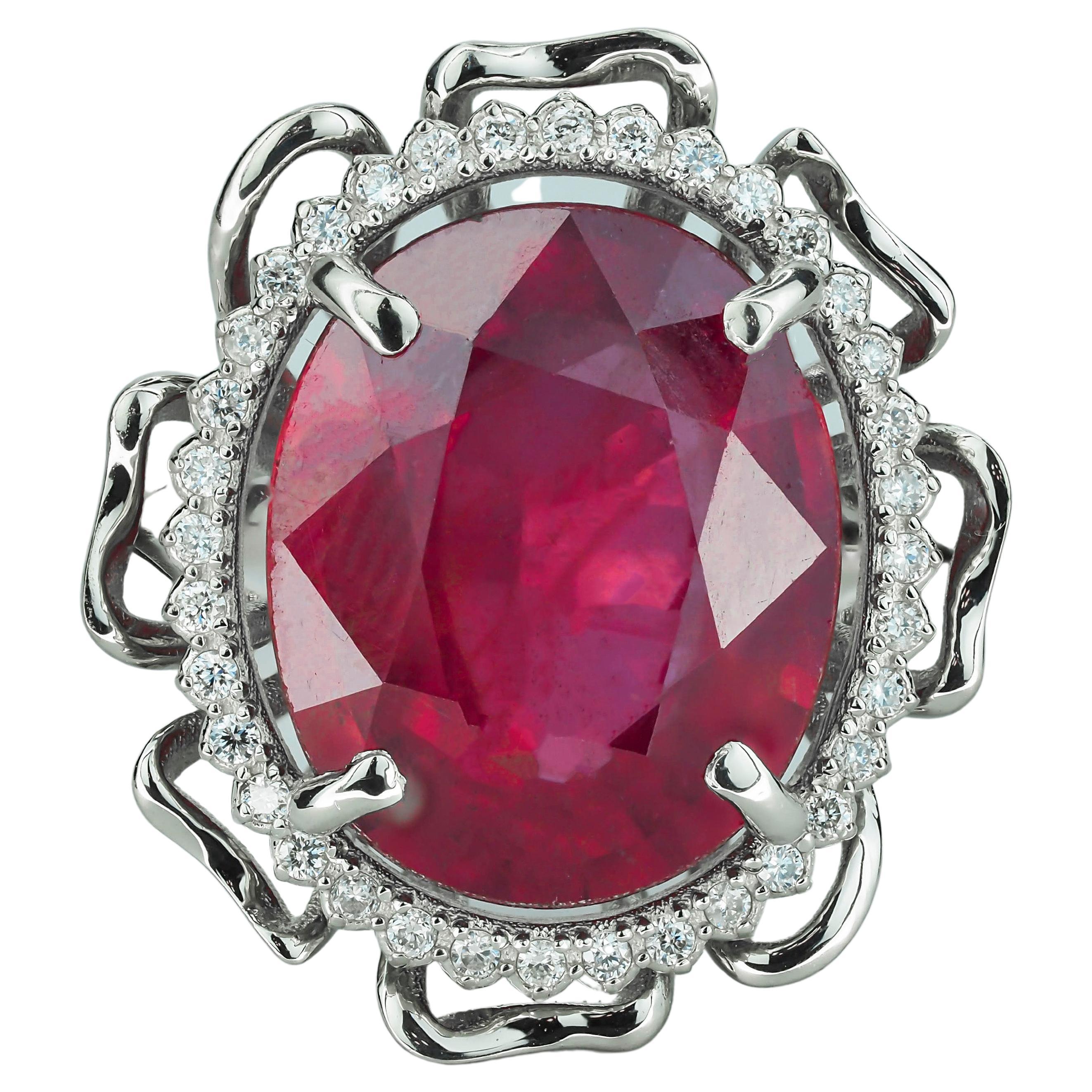 Genuine Ruby and Topazes Ring