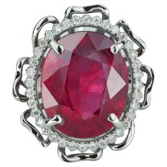 Genuine Ruby and Topazes Ring
