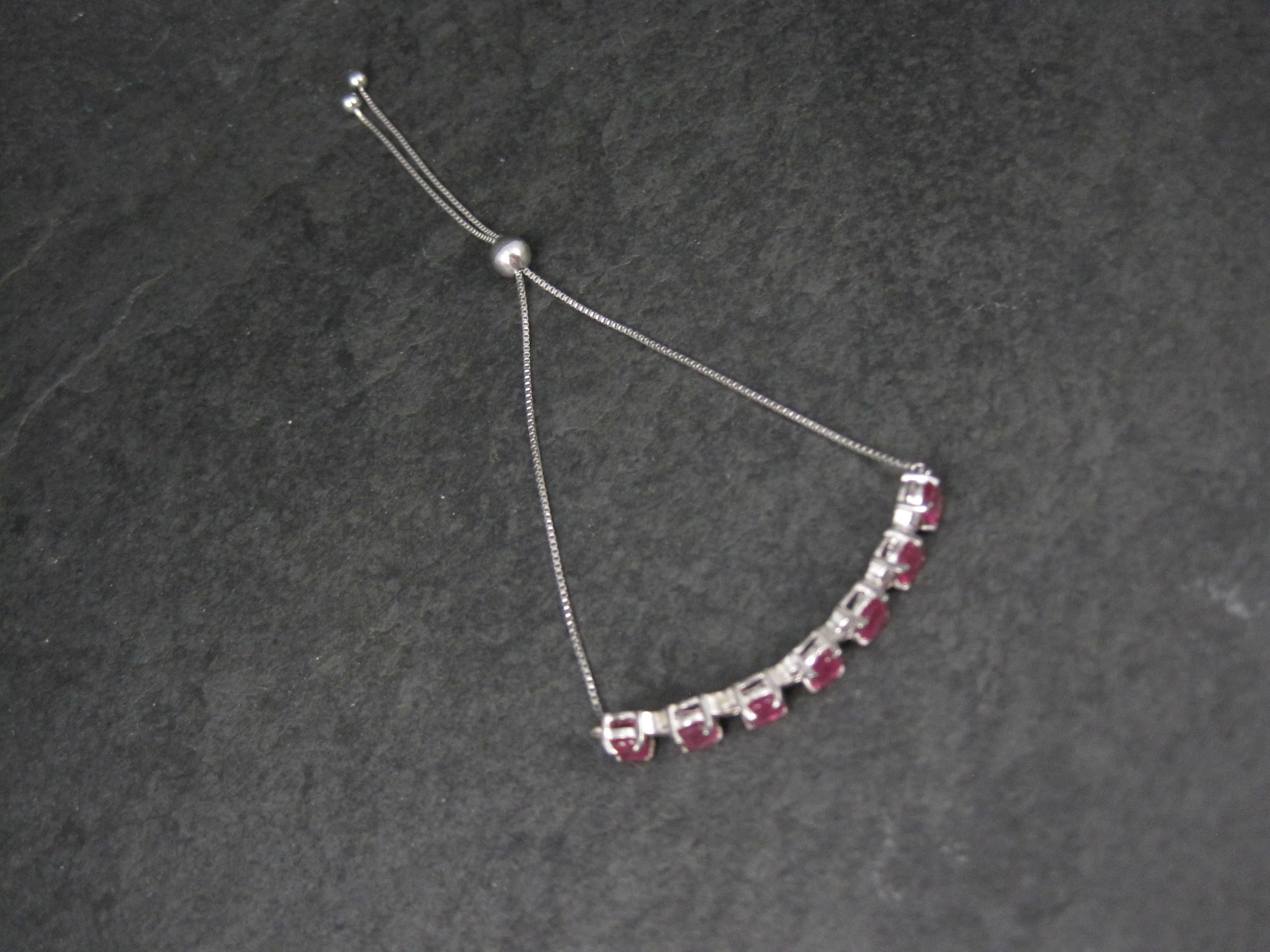 Oval Cut Genuine Ruby Bolo Bracelet Sterling Silver For Sale