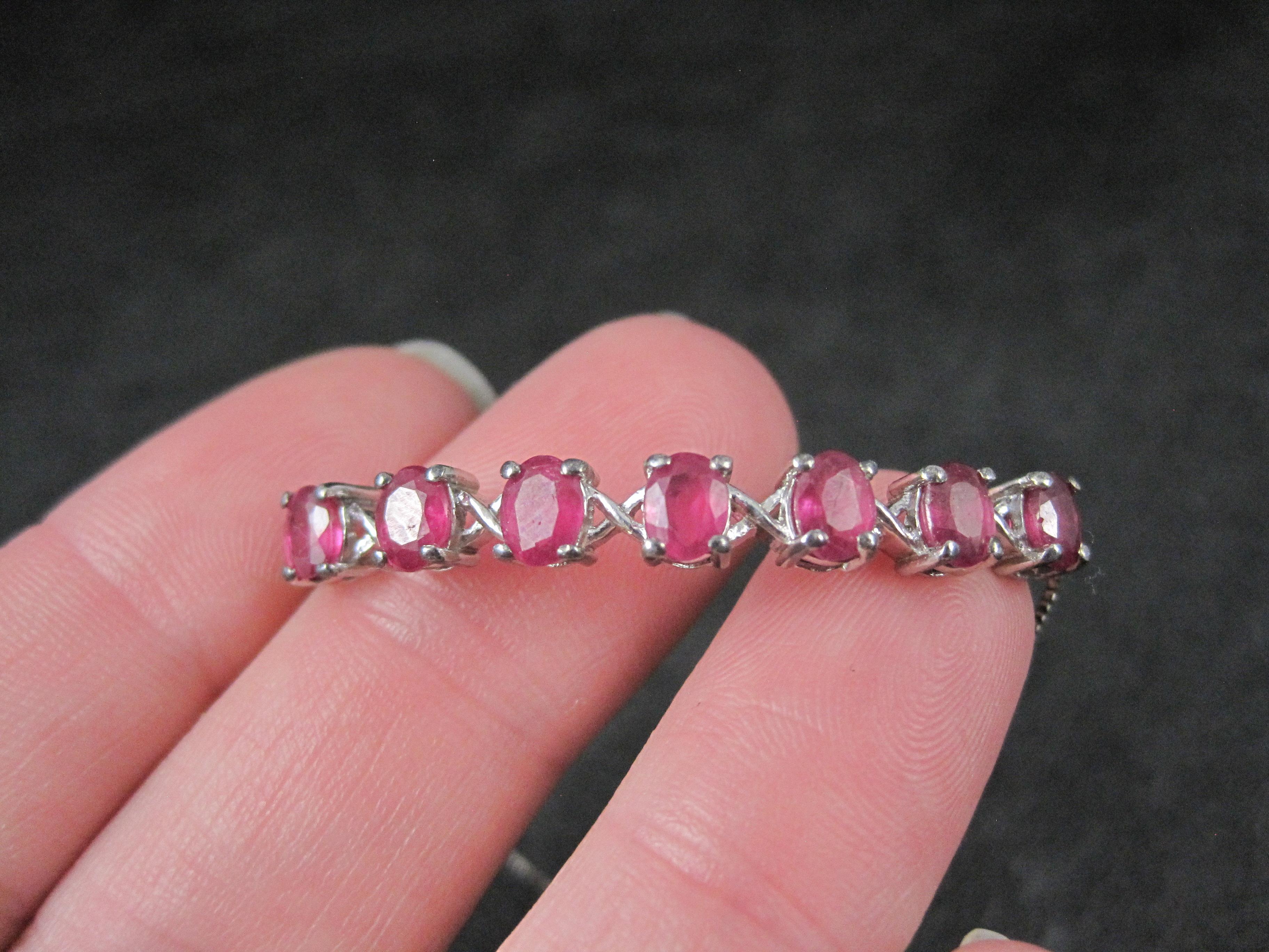 Women's Genuine Ruby Bolo Bracelet Sterling Silver For Sale